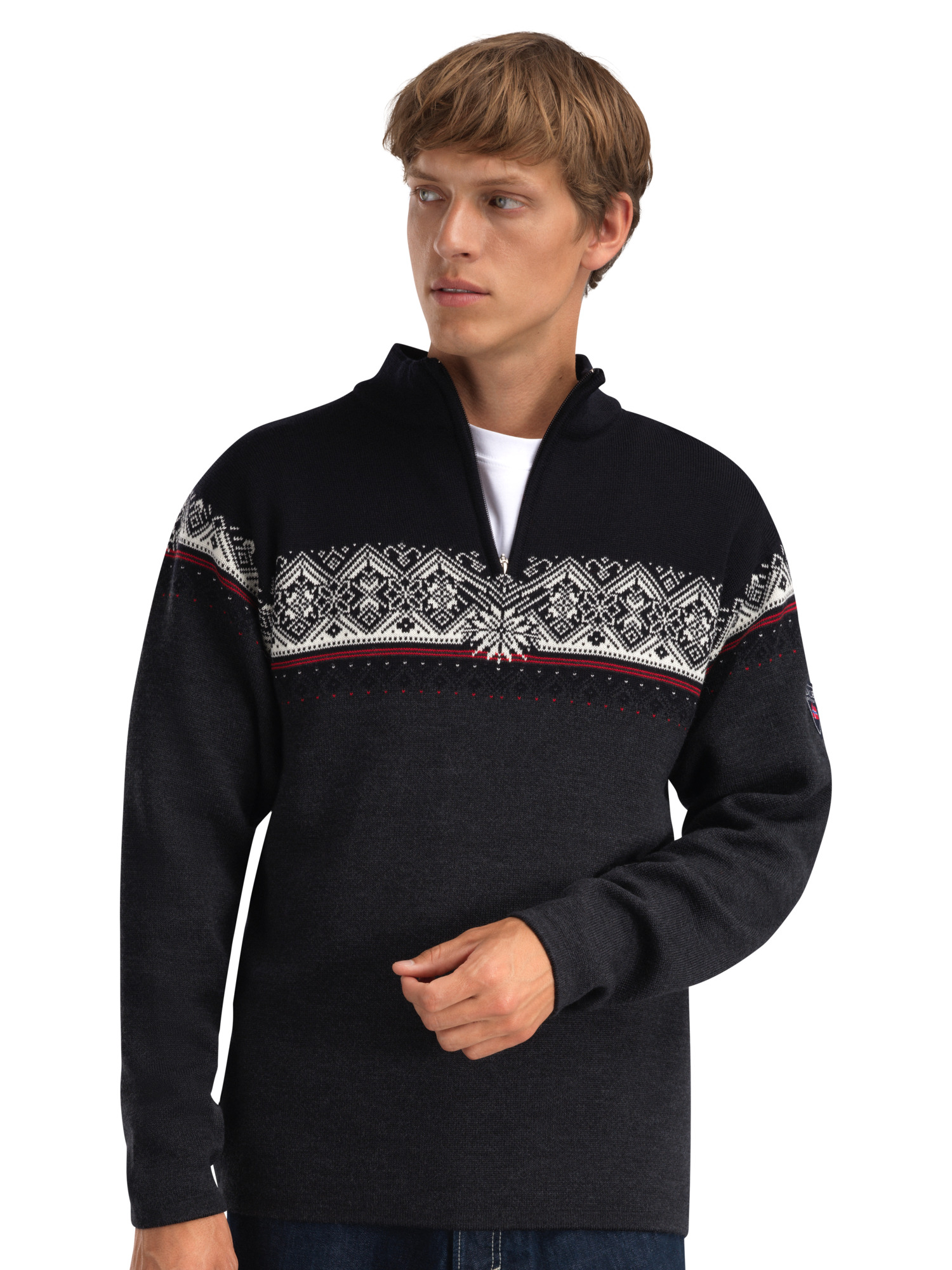 Moritz Men's Sweater - Merino Wool DARKCHARCOAL RASPBERRY BLACK