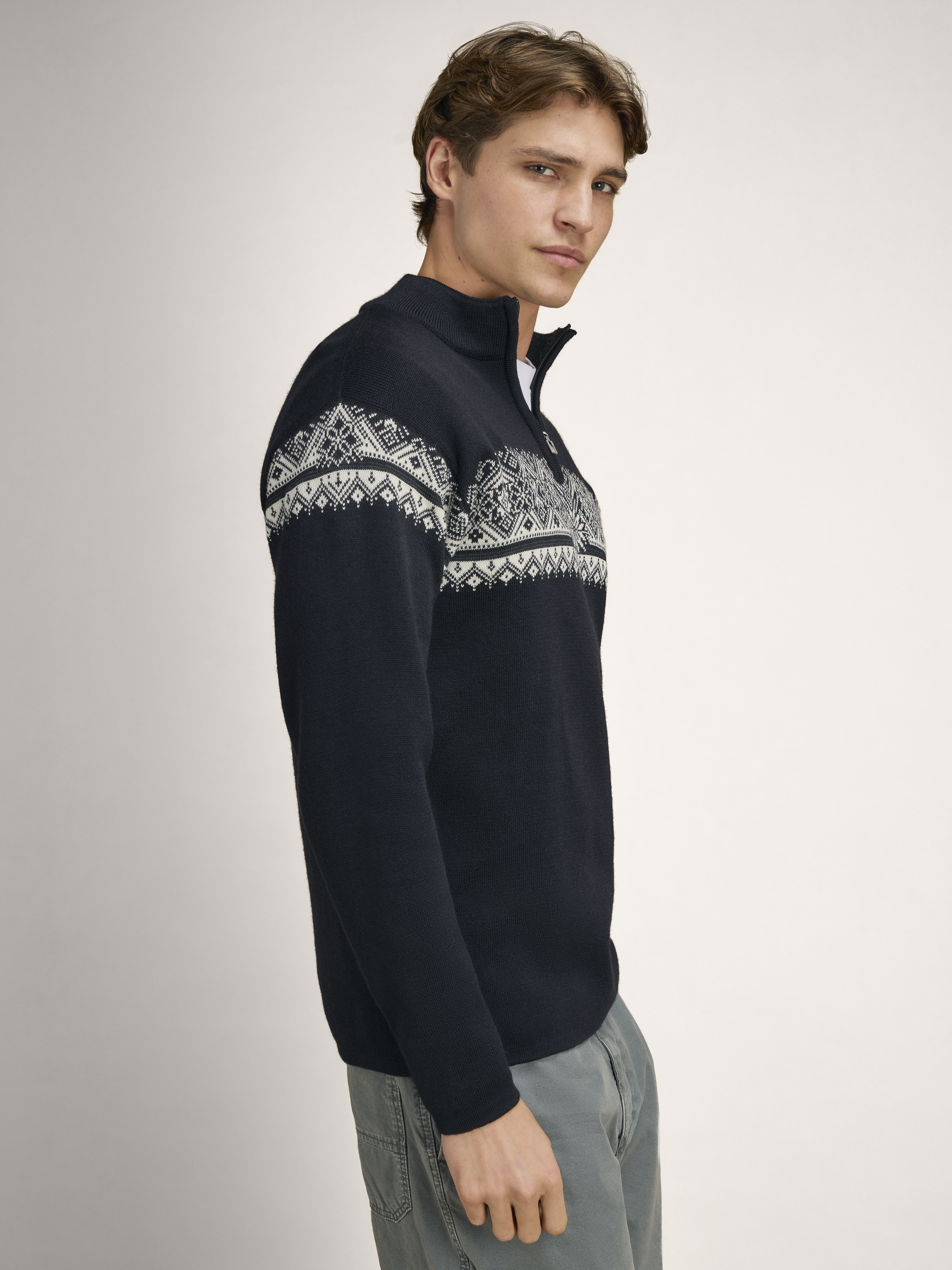 Moritz Men’s Sweater - Merino Wool Black Offwhite Darkcharcoal
