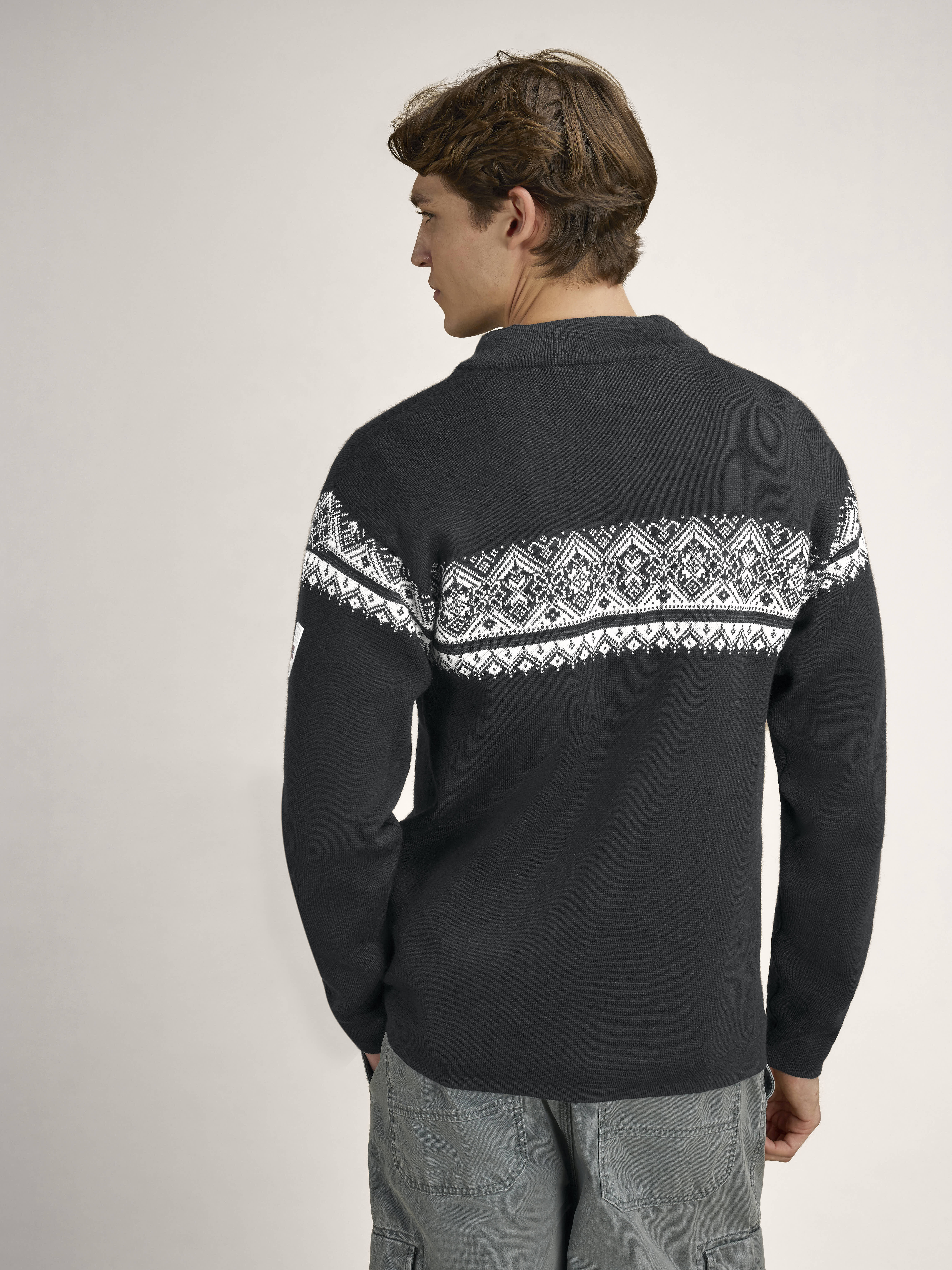 Moritz Men’s Sweater - Merino Wool Black Offwhite Darkcharcoal