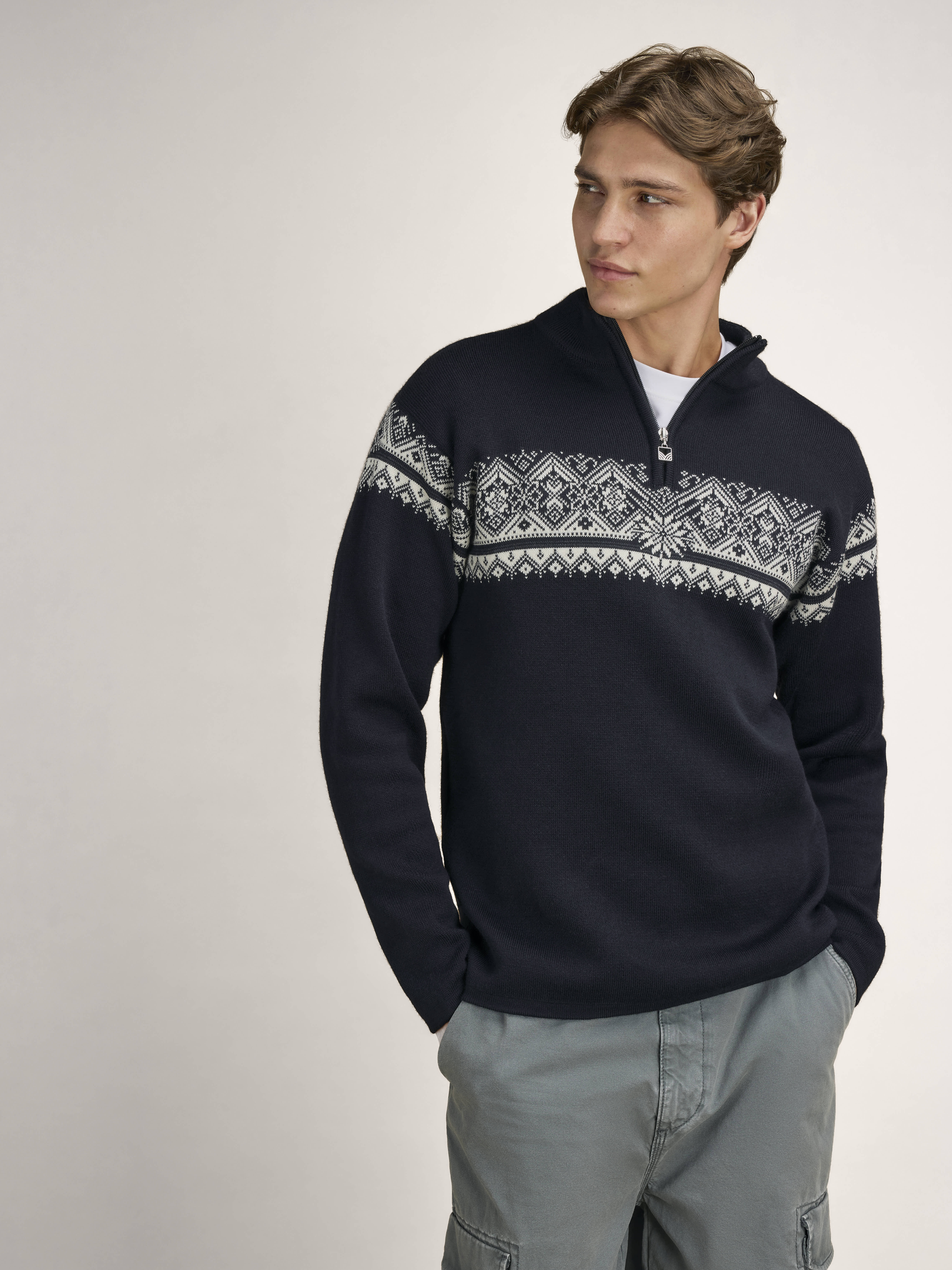 Moritz Men’s Sweater - Merino Wool Black Offwhite Darkcharcoal