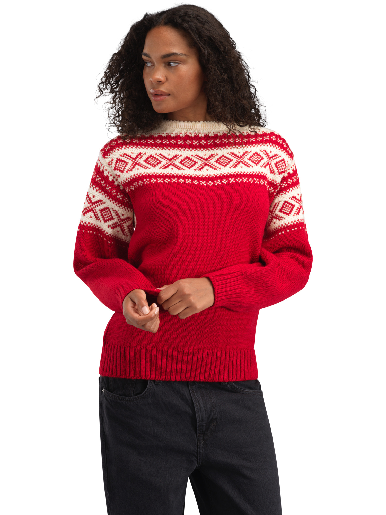 Cortina 1956 Sweater - Norwegian Wool Raspberry Offwhite