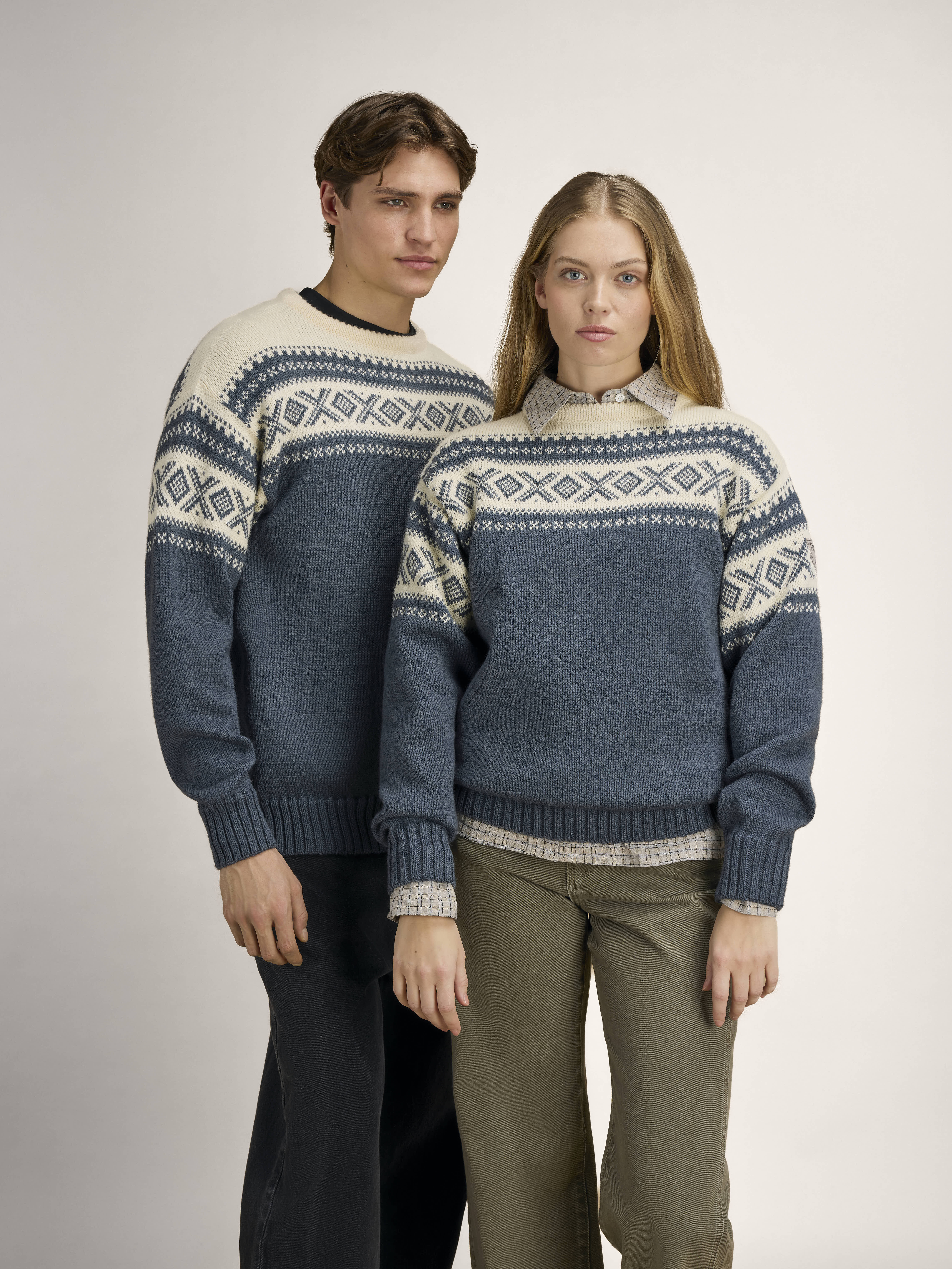 Cortina 1956 Sweater - Norwegian Wool Steel Offwhite