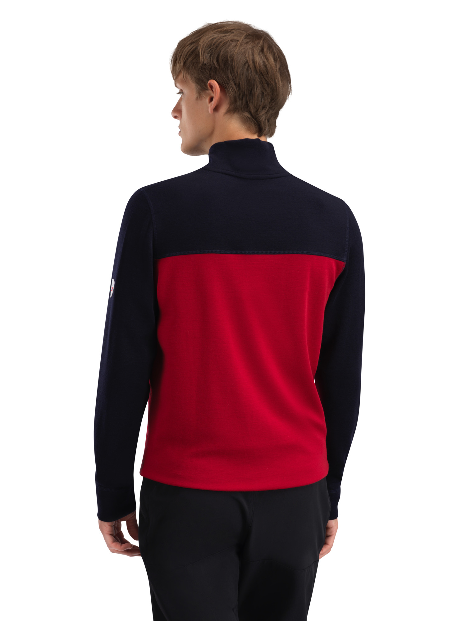 Moritz Superfine Men’s Sweater - Superfine Merino Raspberry Navy Offwhite