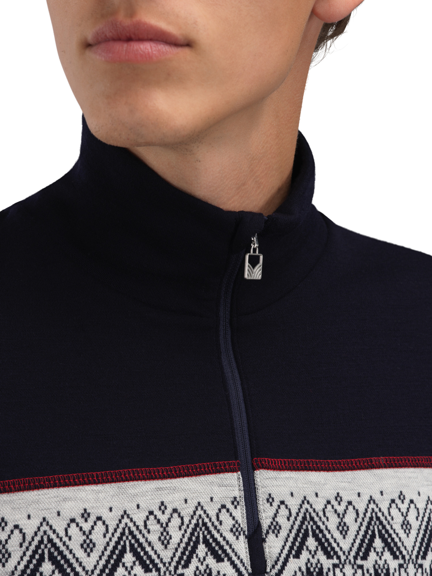 Moritz Superfine Men’s Sweater - Superfine Merino Navy White Raspberry