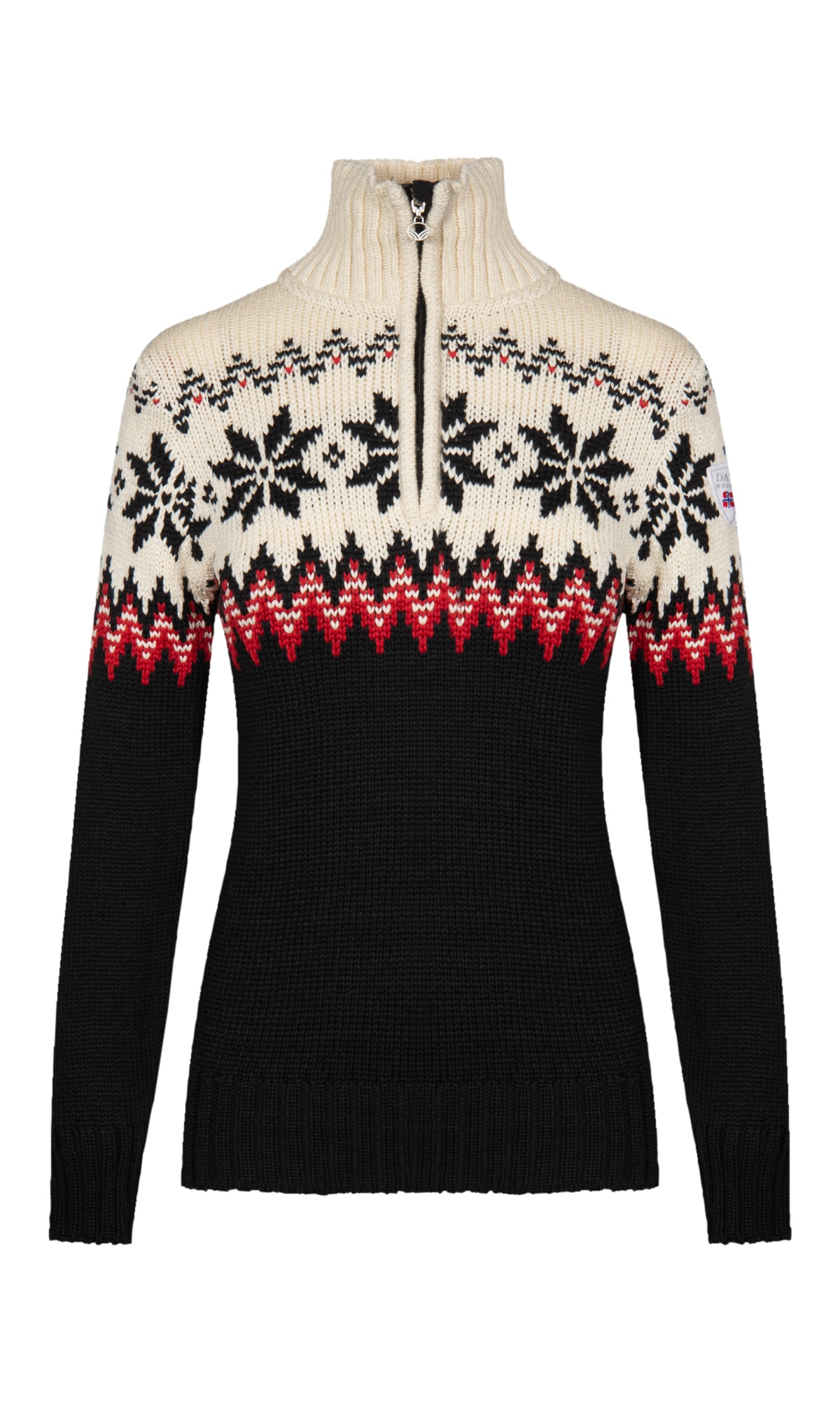 Myking Women’s Sweater - Merino Wool Black Raspberry Offwhite