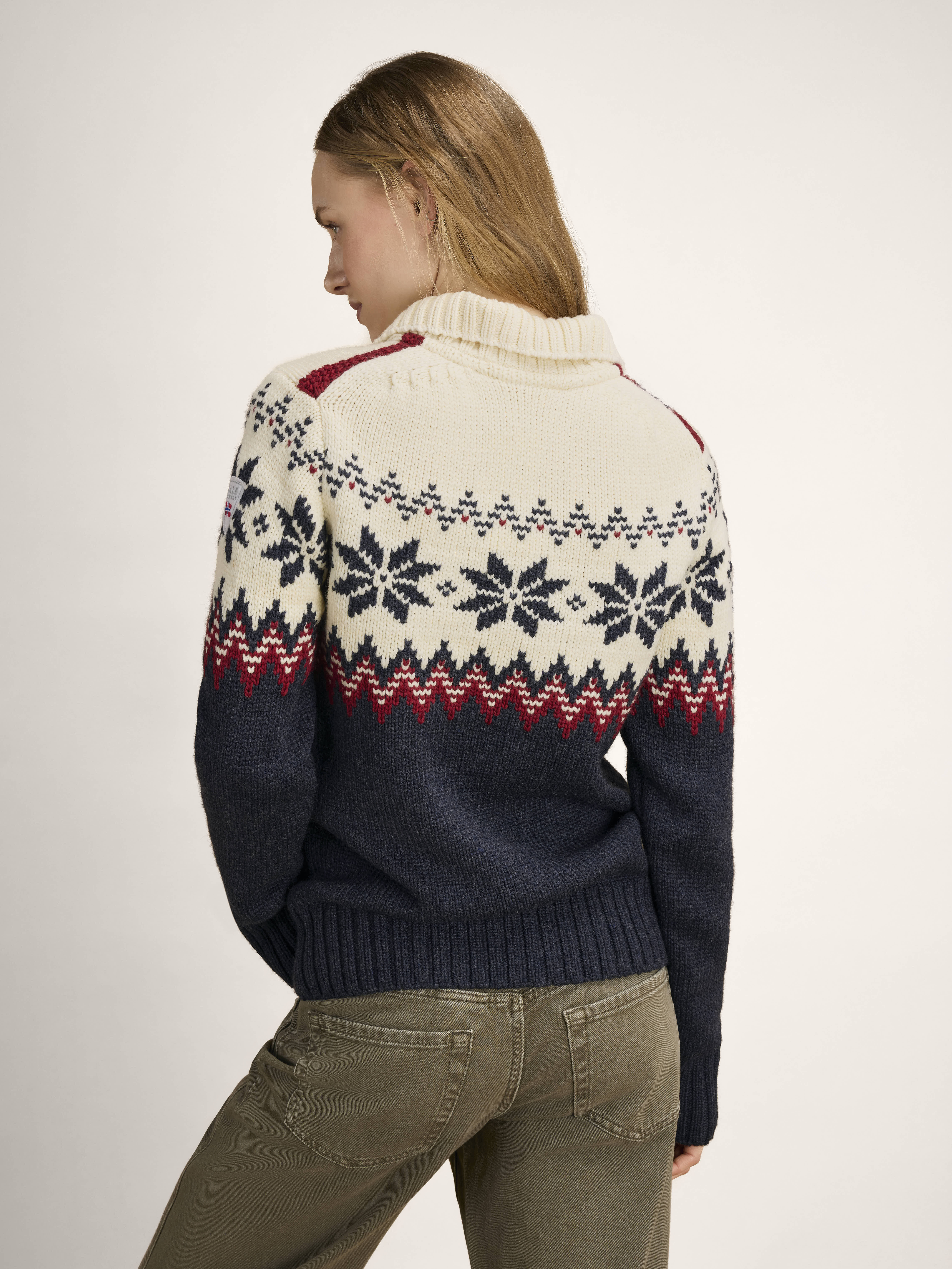 Myking Women’s Sweater - Merino Wool Black Raspberry Offwhite