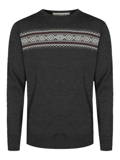 Sverre Masc Sweater Darkgreymel. Offwhitemel. - Dale of Norway