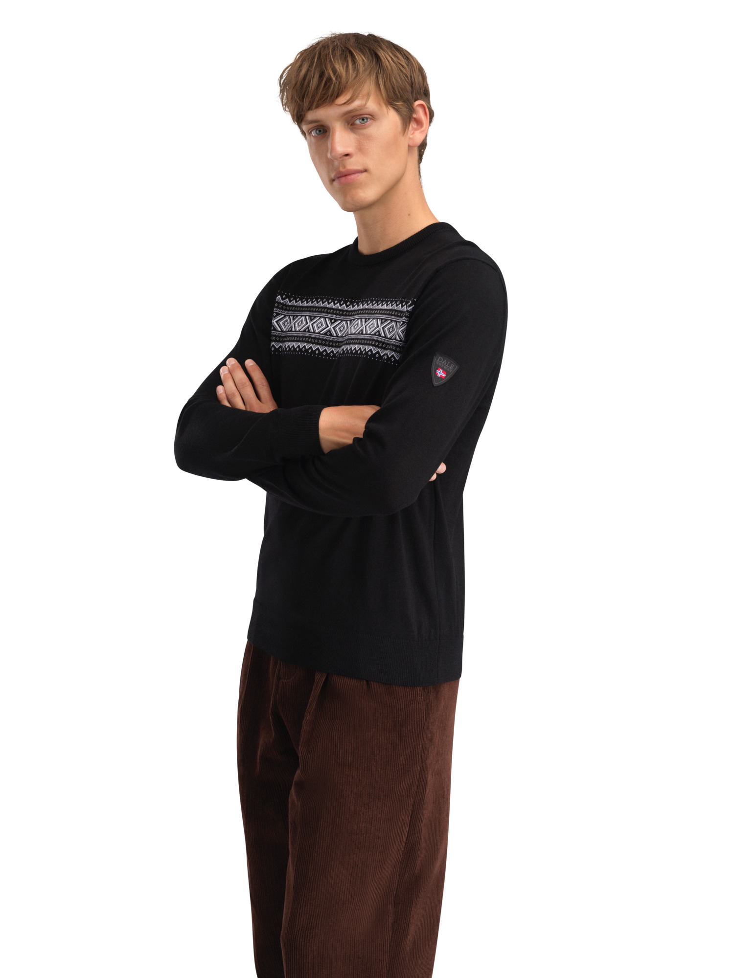 Sverre Men’s Sweater - Merino Wool Black white grey