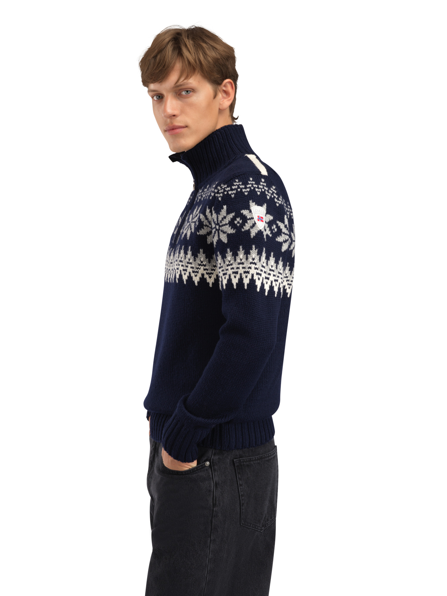 Myking Men’s Sweater - Merino Wool Navy Offwhite Lightcharcoal
