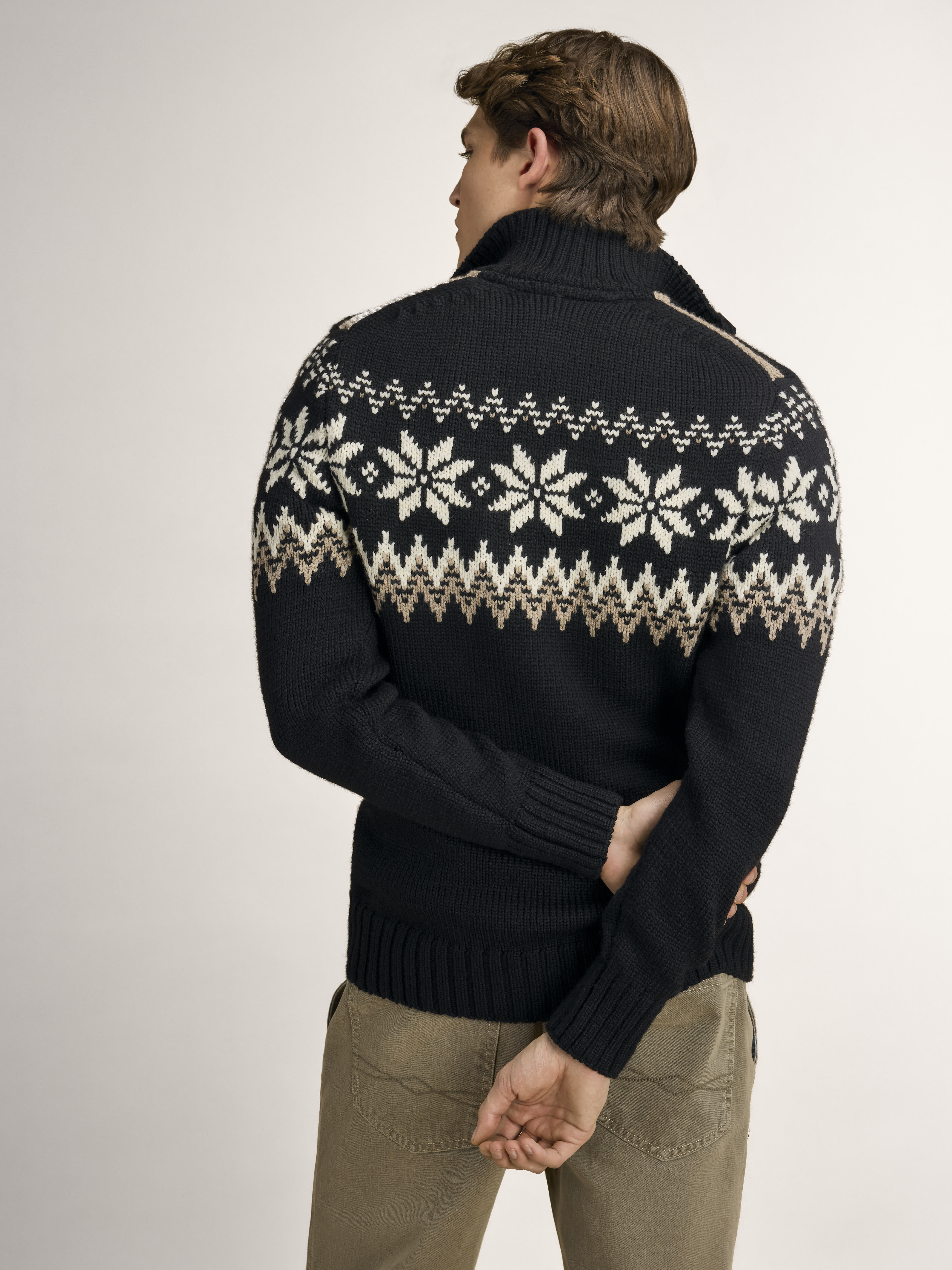 Myking Men’s Sweater - Merino Wool Black Brown Offwhite