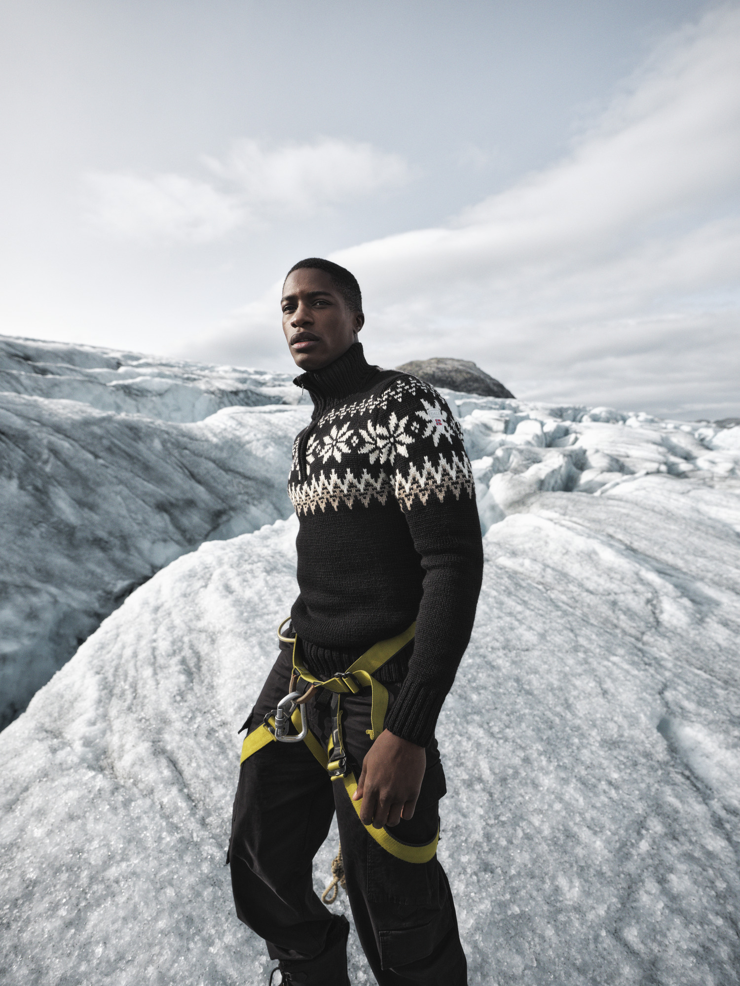 Myking Men’s Sweater - Merino Wool Black Brown Offwhite