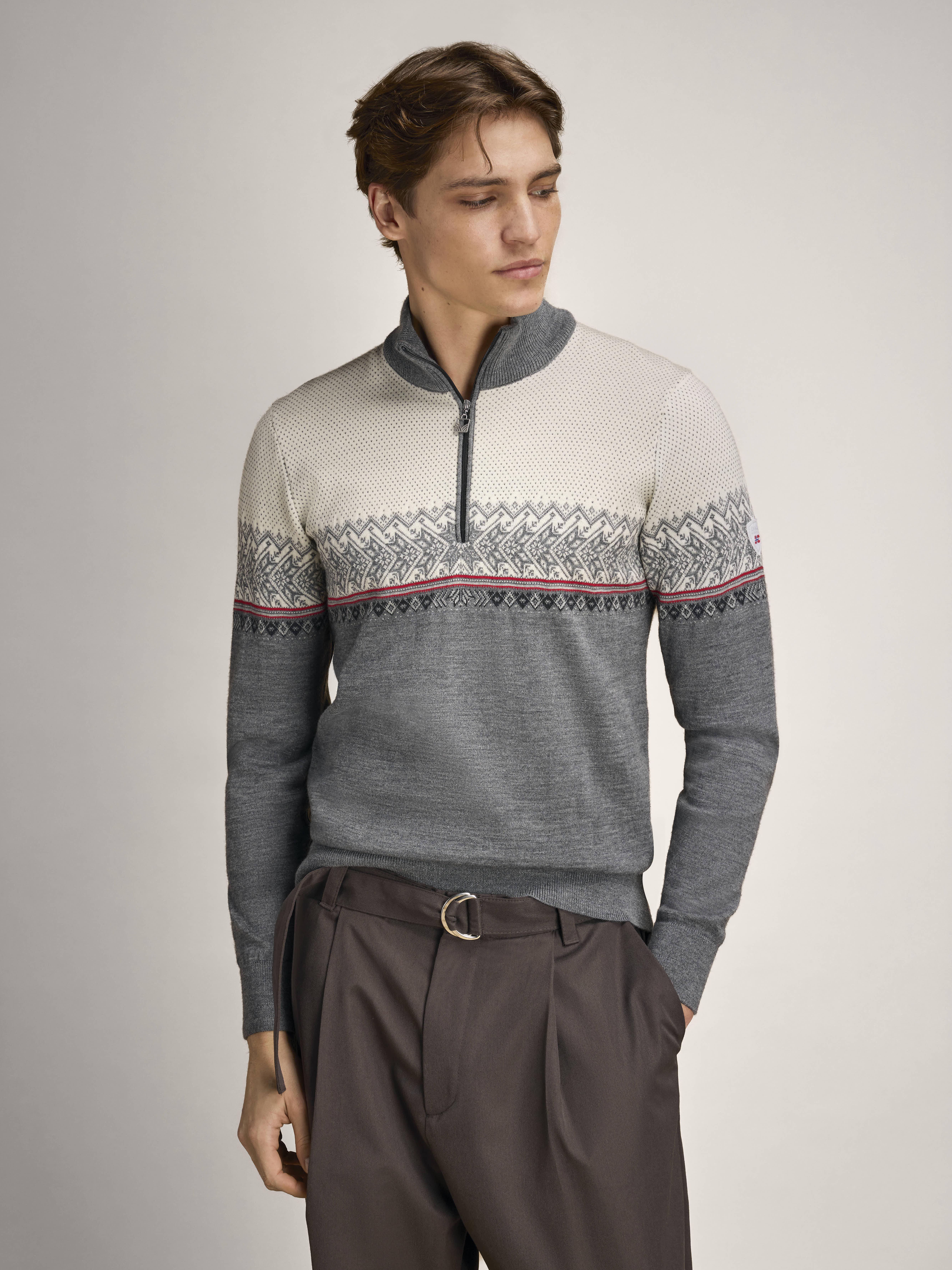 Hovden Men’s Sweater - Merino Wool Smoke Offwhite