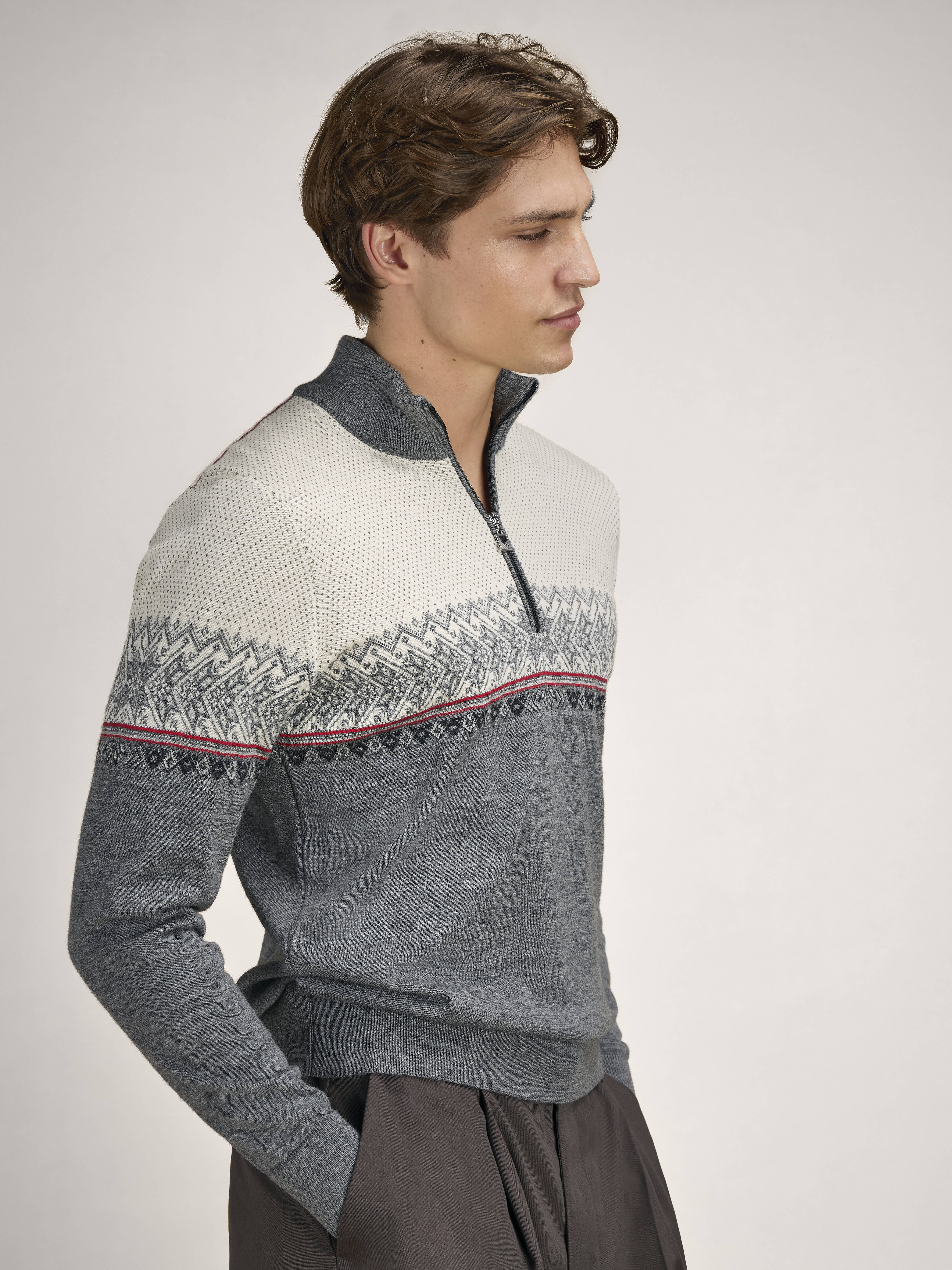 Hovden Men’s Sweater - Merino Wool Smoke Offwhite
