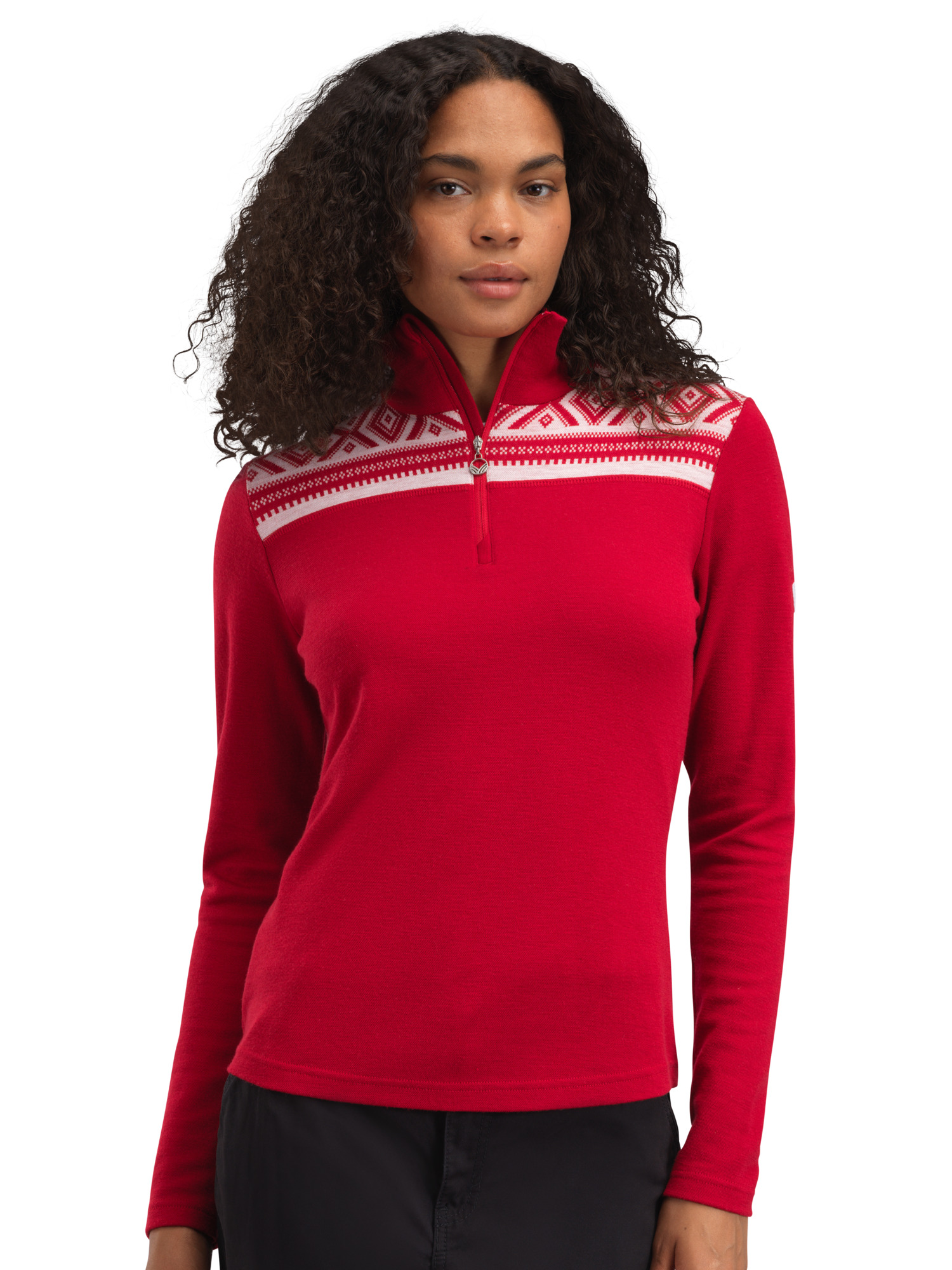 Cortina Basic Fem Sweater Raspberry Offwhite - Dale of Norway