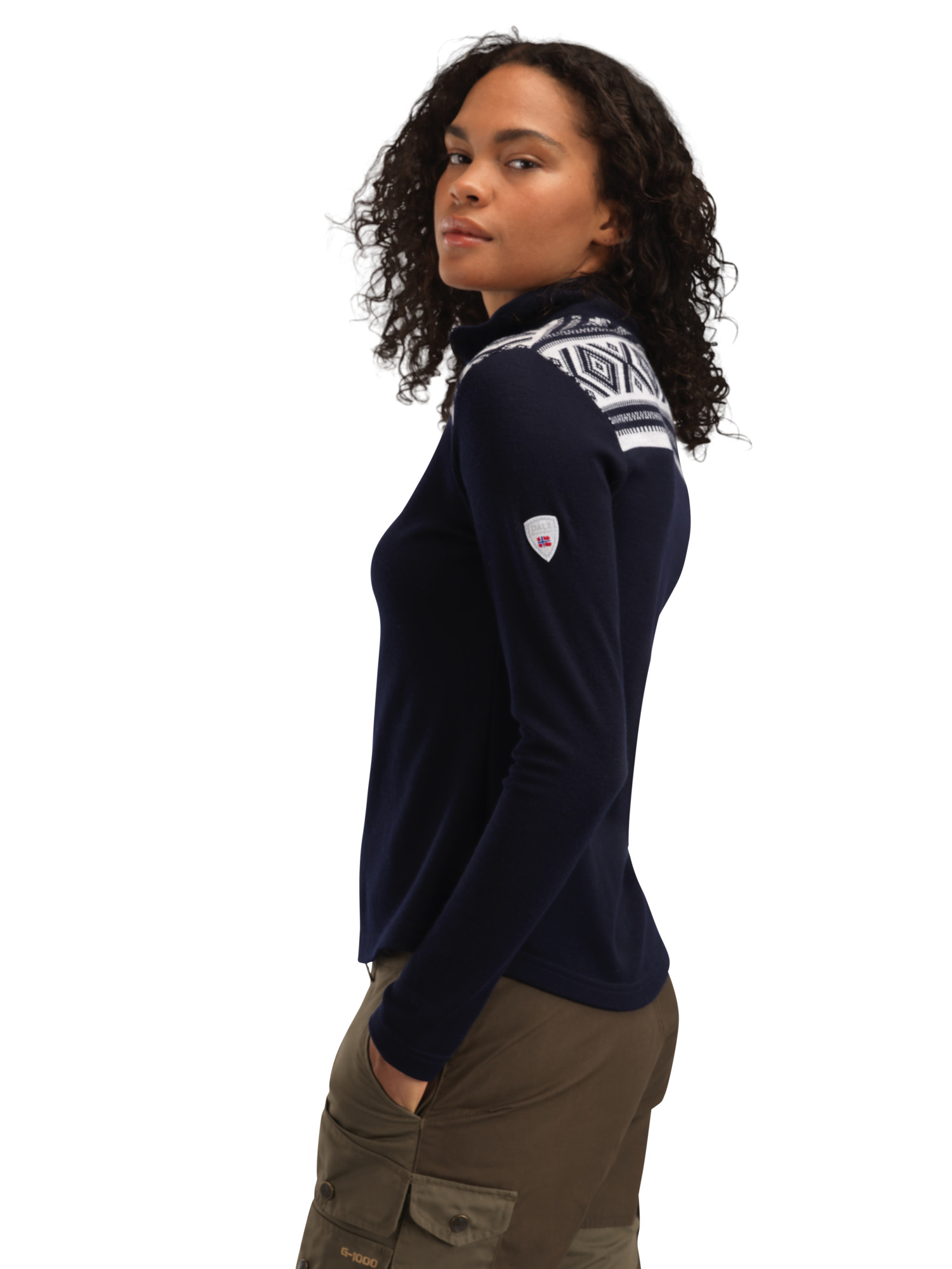 Cortina Superfine Women’s Sweater - Superfine Merino Navy Offwhite