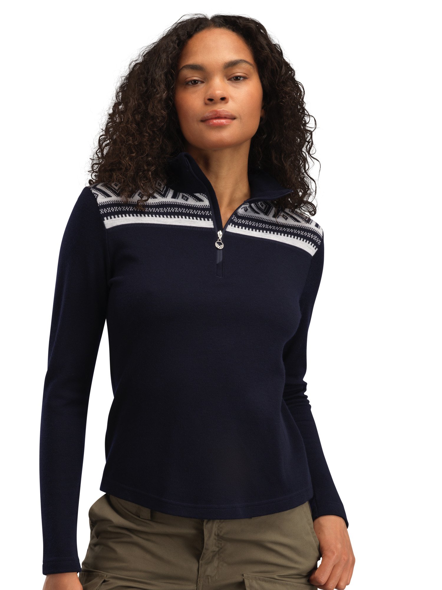 Cortina Superfine Women’s Sweater - Superfine Merino Navy Offwhite