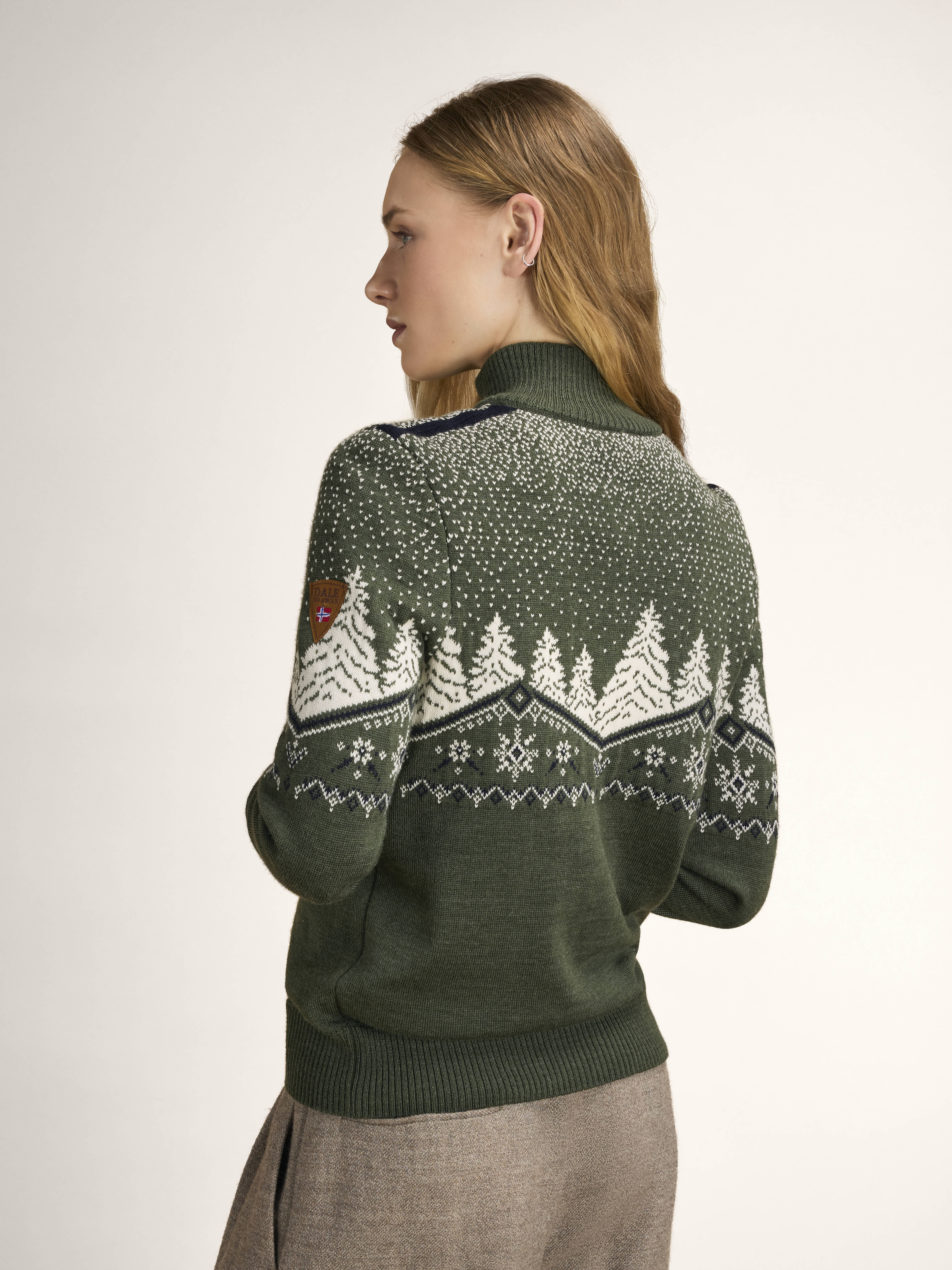 Dale Christmas Sweater Women’s - Merino Wool Loden Offwhite Navy