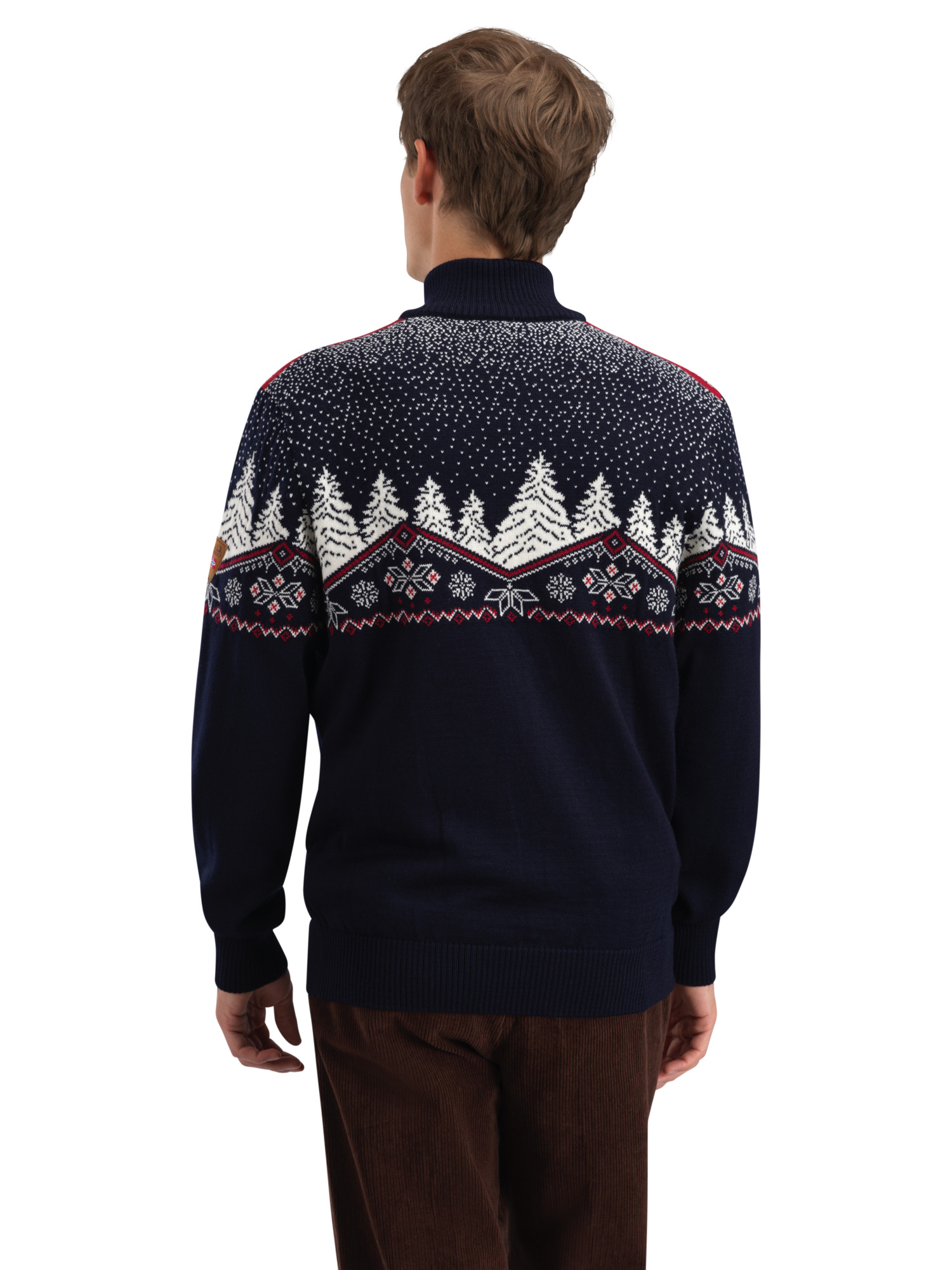 Dale Christmas Sweater Men's - Merino Wool Navy Offwhite Redrose