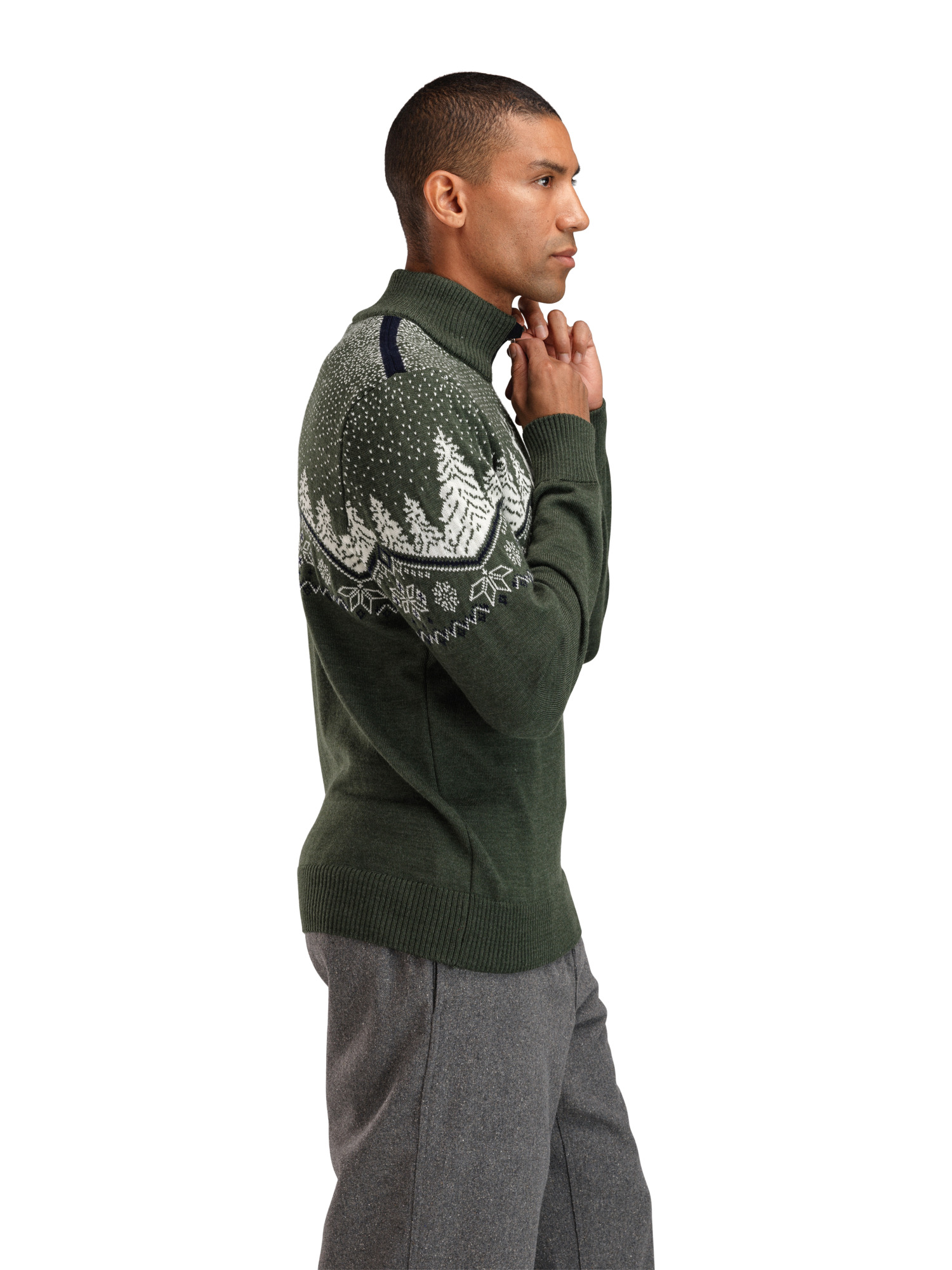 Dale Christmas Sweater Men's - Merino Wool Loden Offwhite Navy