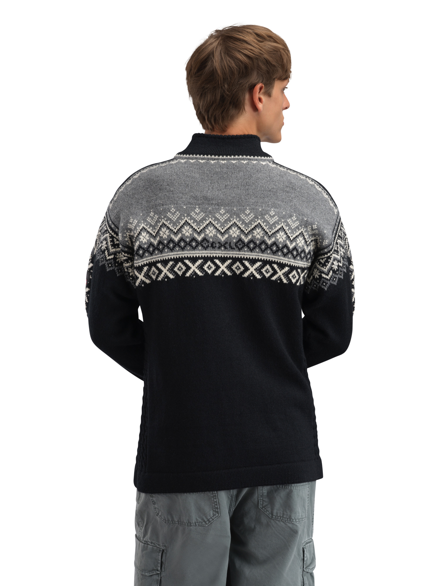 140th Anniversary Men’s Sweater - Norwegian Wool Black Smoke Offwhite