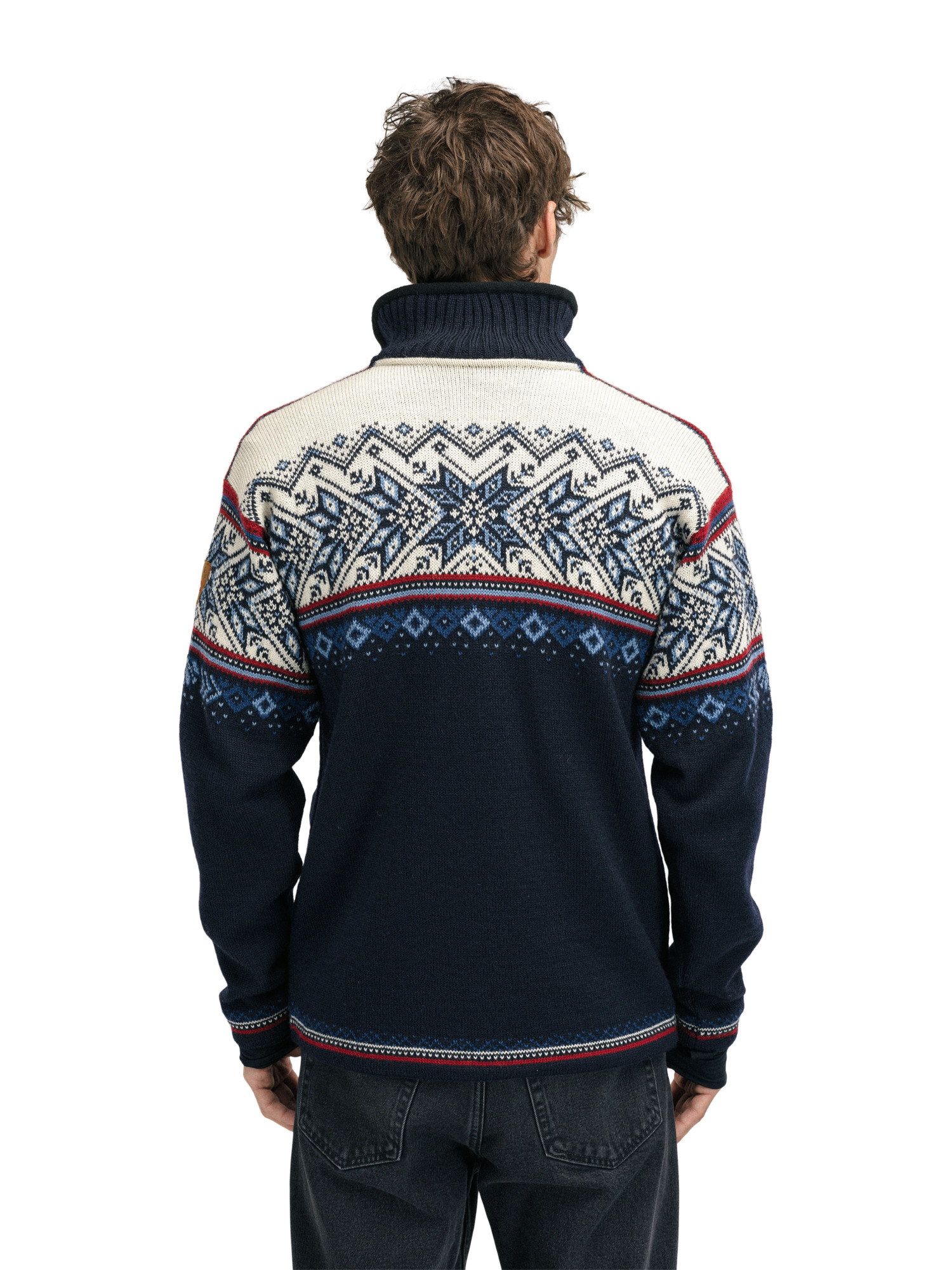 Vail Windproof Men’s Sweater - Norwegian Wool  Navy Red Offwhite Indigo Blue