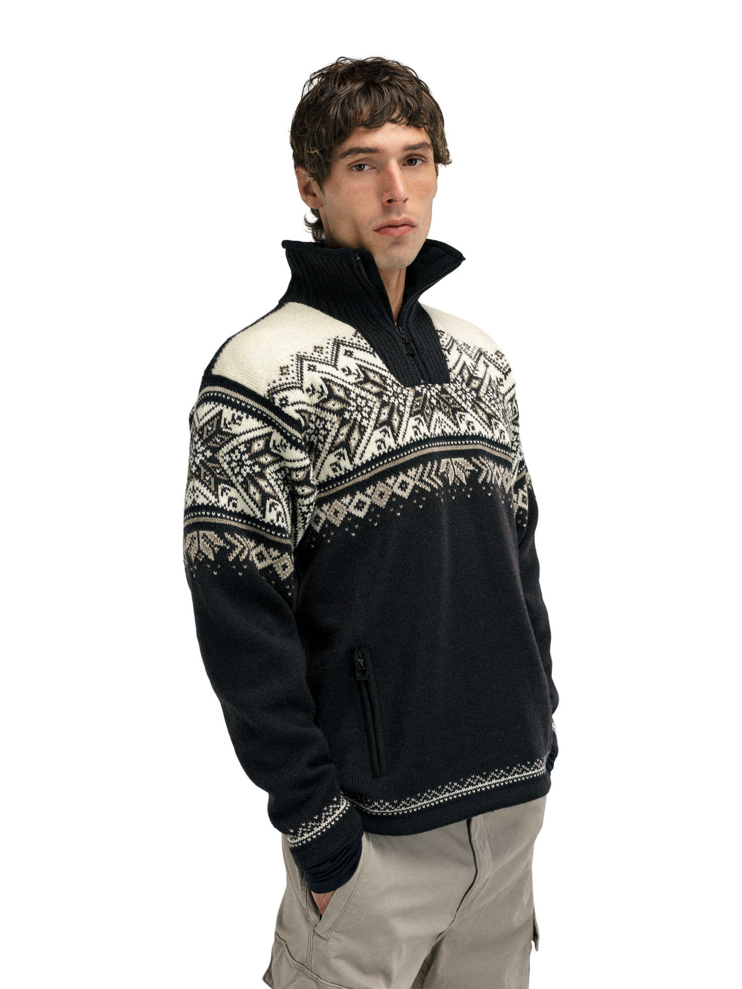 Vail Windproof Men’s Sweater - Norwegian Wool  Black Sandstone