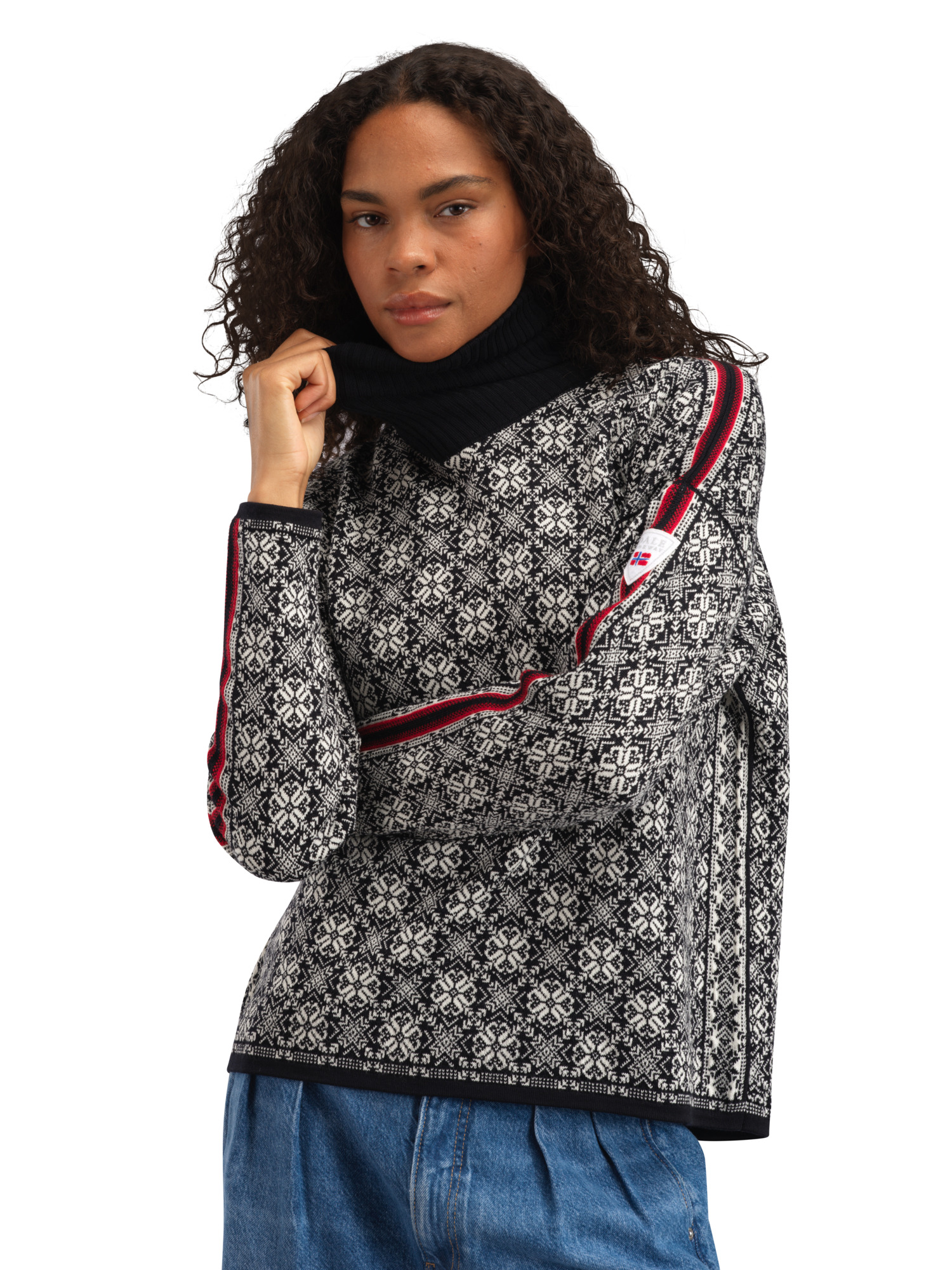 Firda Women’s Sweater - Merino Wool Black Offwhite