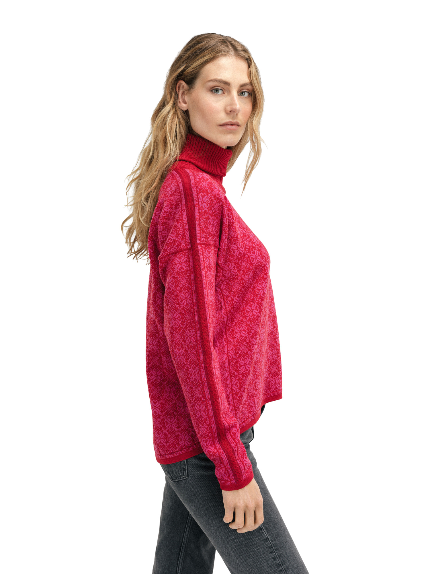 Firda Women’s Sweater - Merino Wool Raspberry Allium
