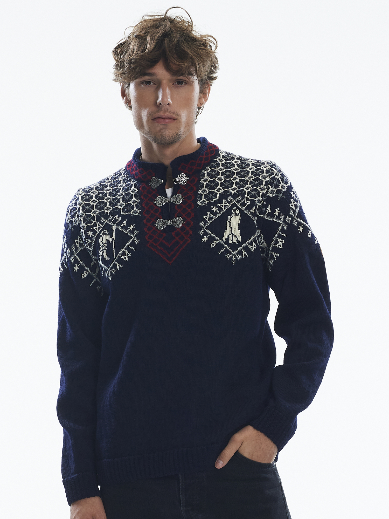 Hodur Sweater - Men - Navy/Offwhite 
