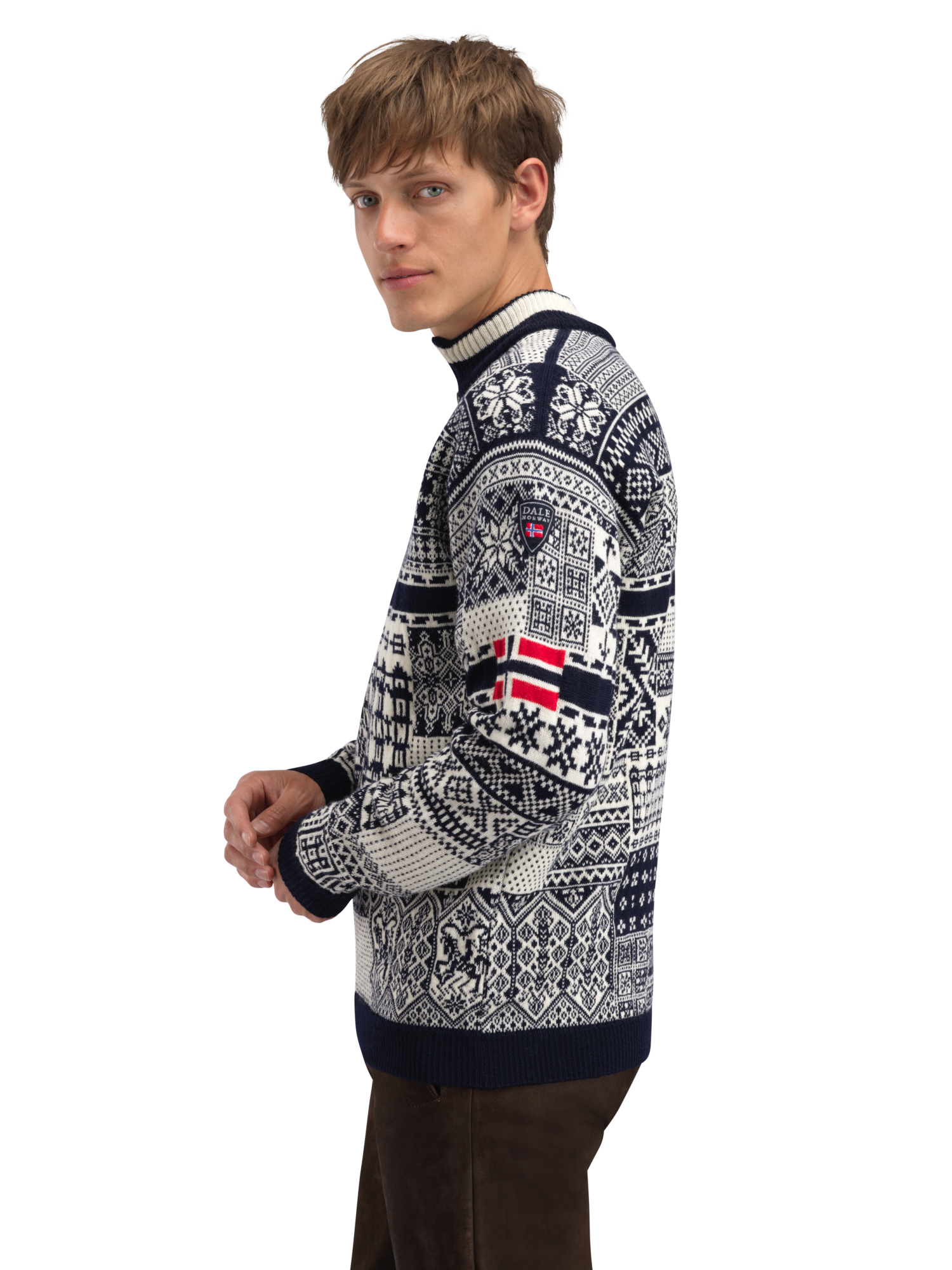 History Sweater - Norwegian Wool Navy Offwhite Raspberry