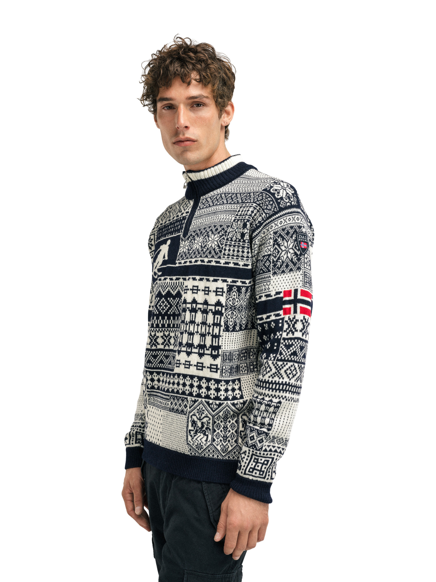 History sweater Navy Offwhite Raspberry Dale of Norway