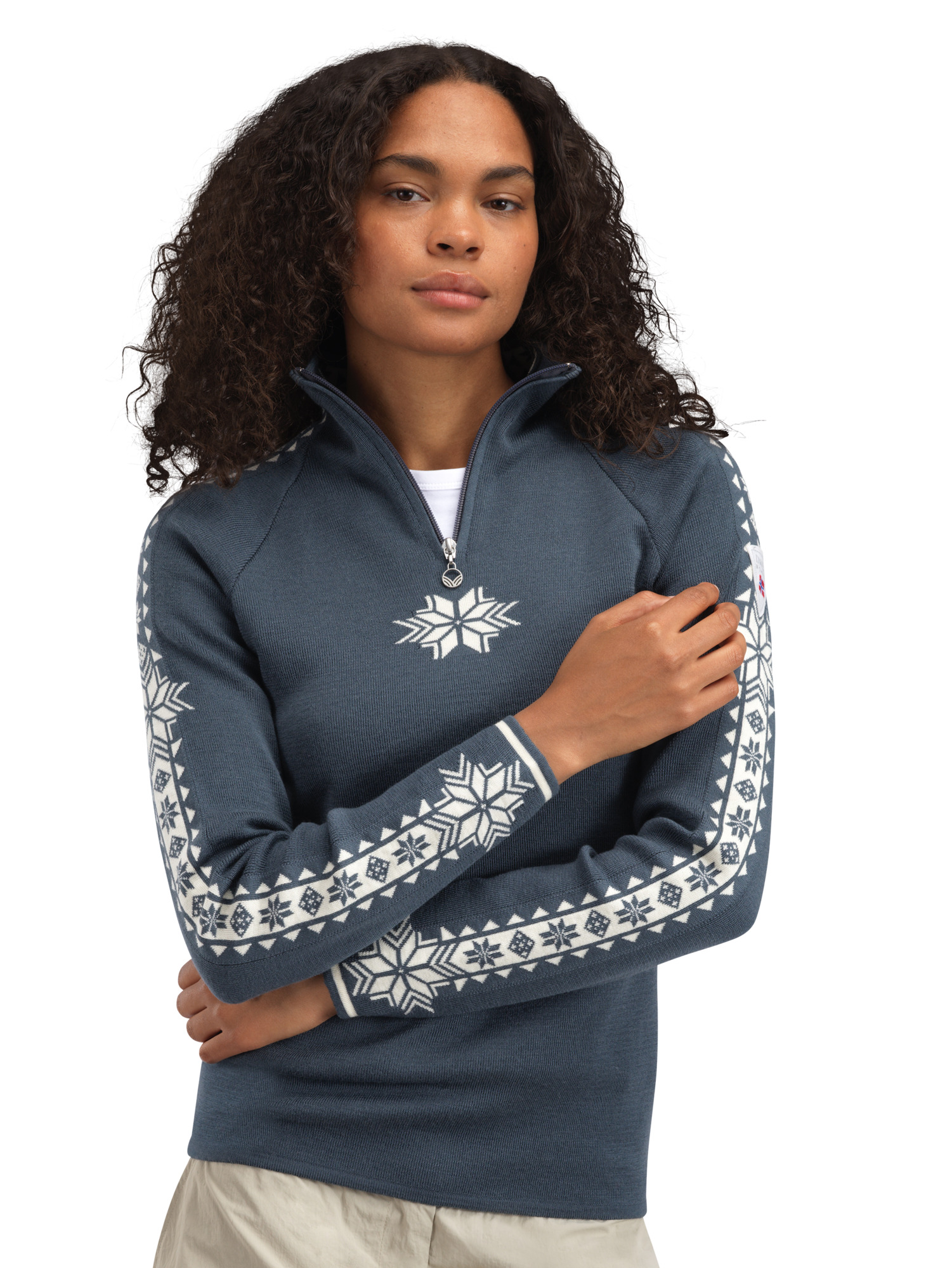 Geilo Women’s Sweater - Merino Wool Steel Offwhite