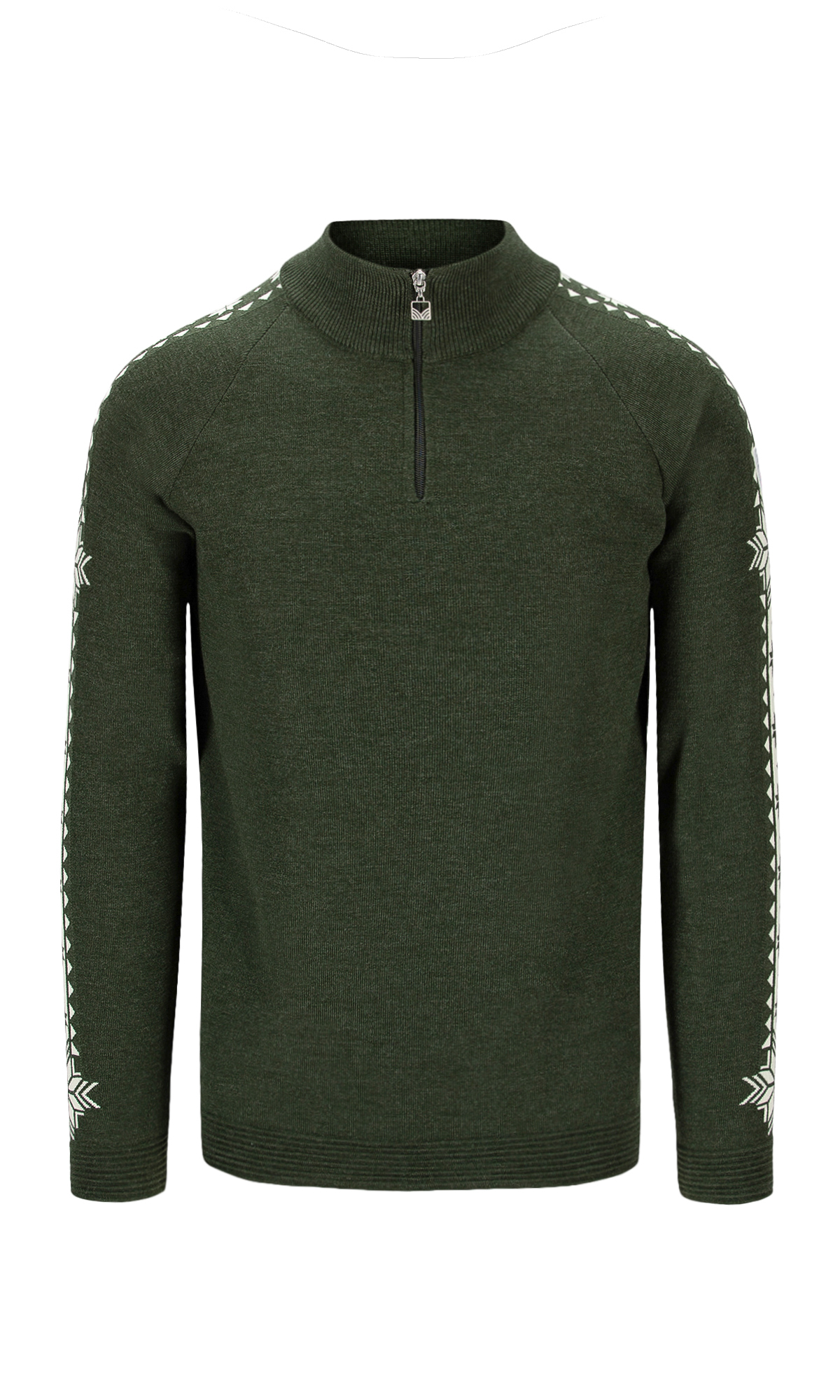 Geilo Men’s Sweater - Merino Wool Darkgreen Offwhite