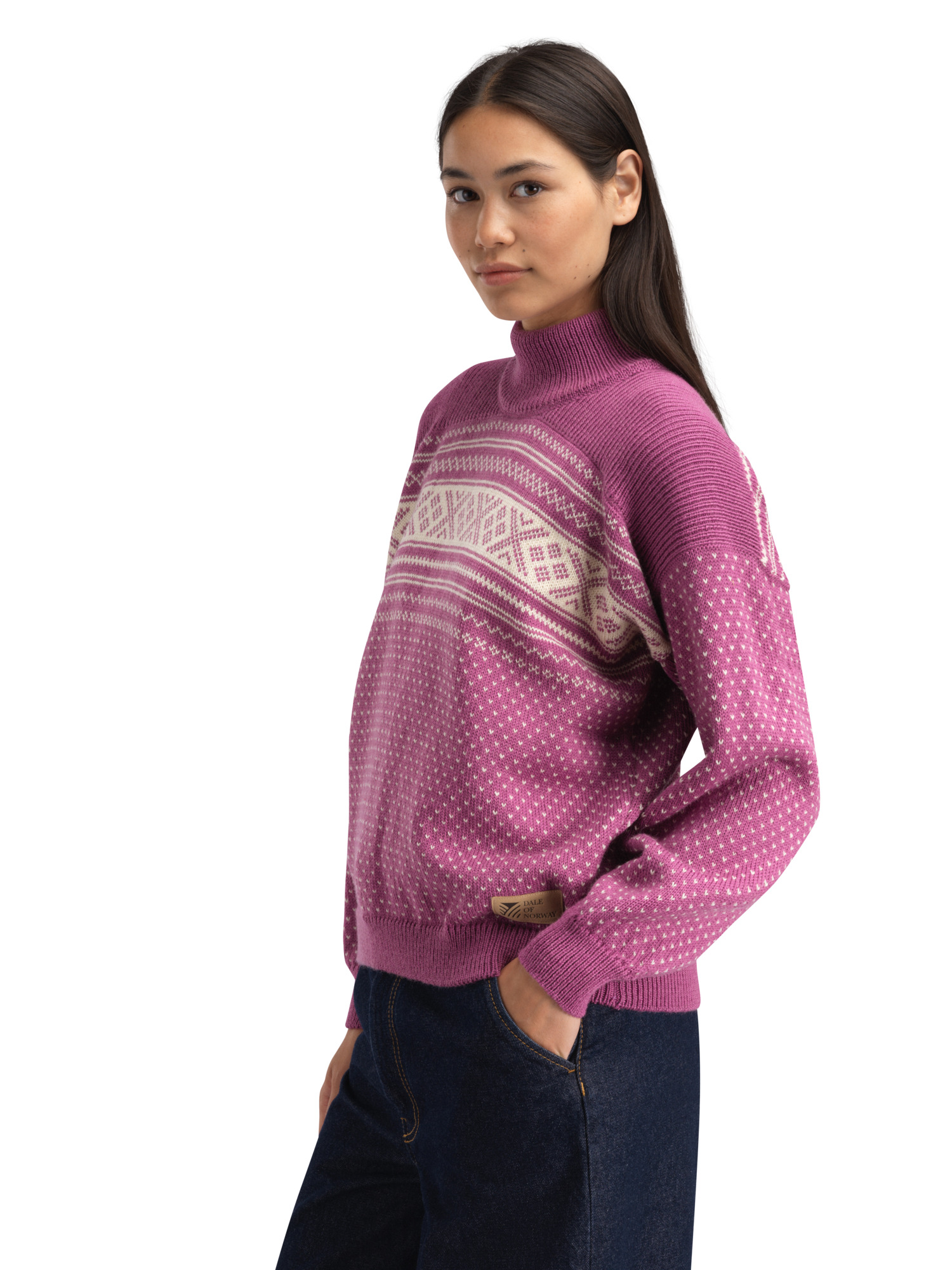 Valløy women’s wool sweater  Berry Cream Offwhite