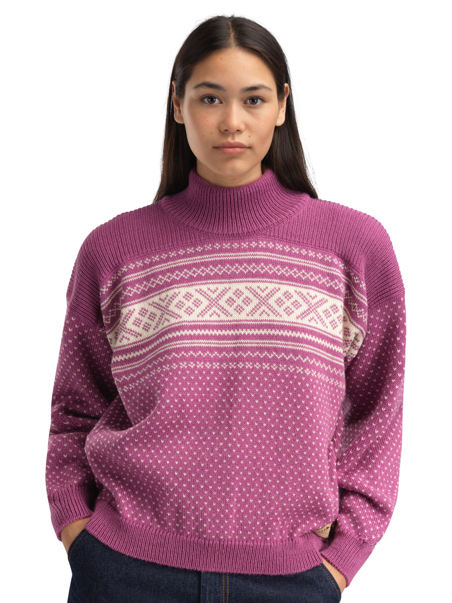 Valløy women’s wool sweater  Berry Cream Offwhite