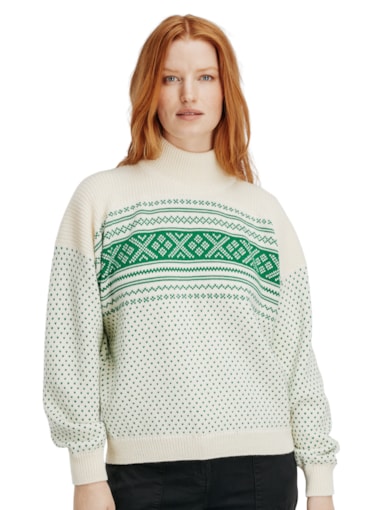 Valløy sweater - Women - OffWhite BrightGreen - Dale of Norway