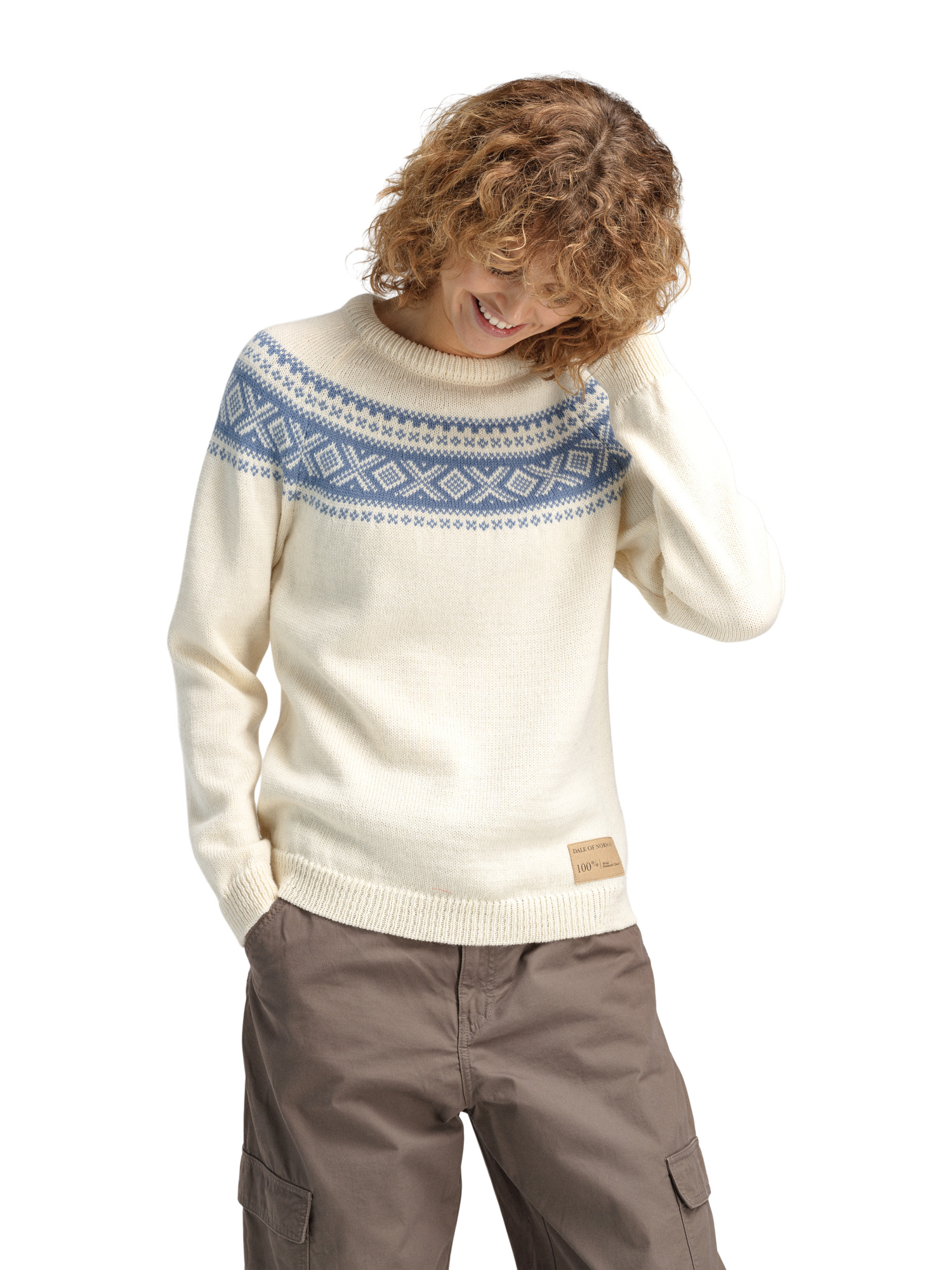 Vågsøy women’s wool sweater  Offwhite Blueshadow