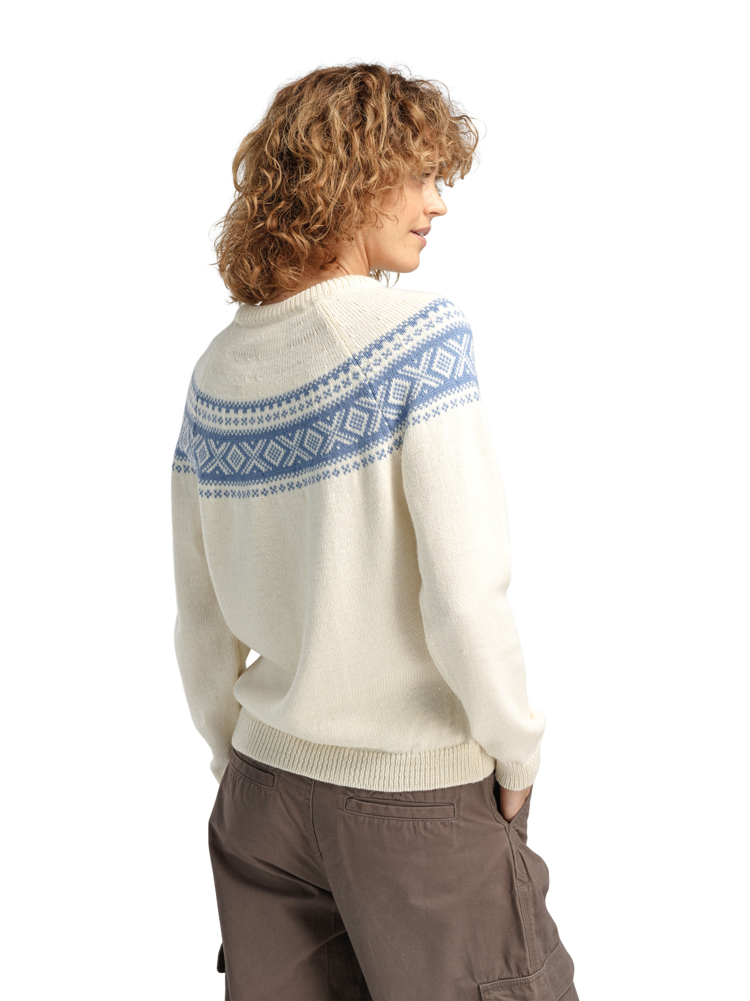 Vågsøy women’s wool sweater  Offwhite Blueshadow