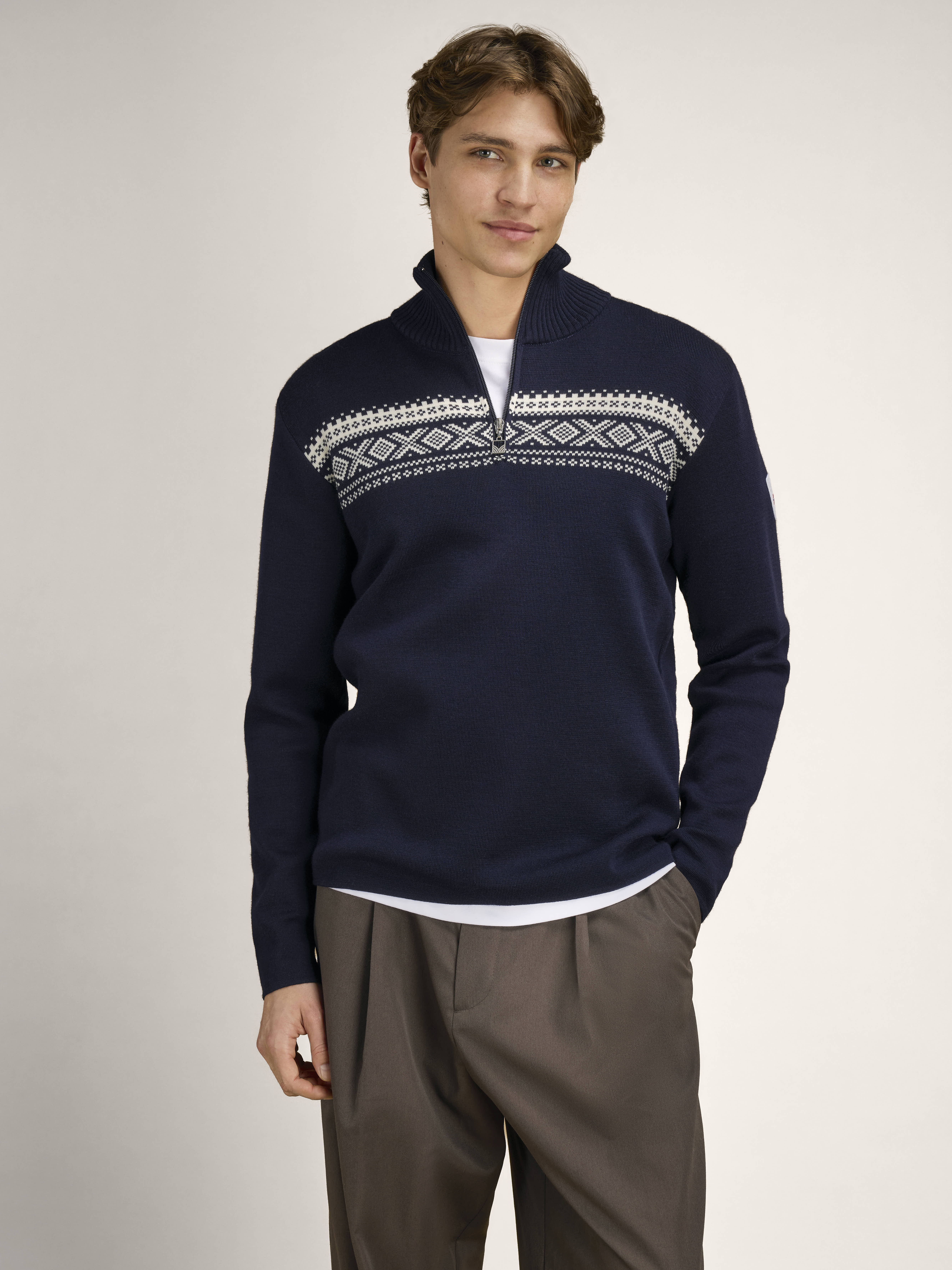 Dalestølen men’s merino wool sweater Navy Offwhite