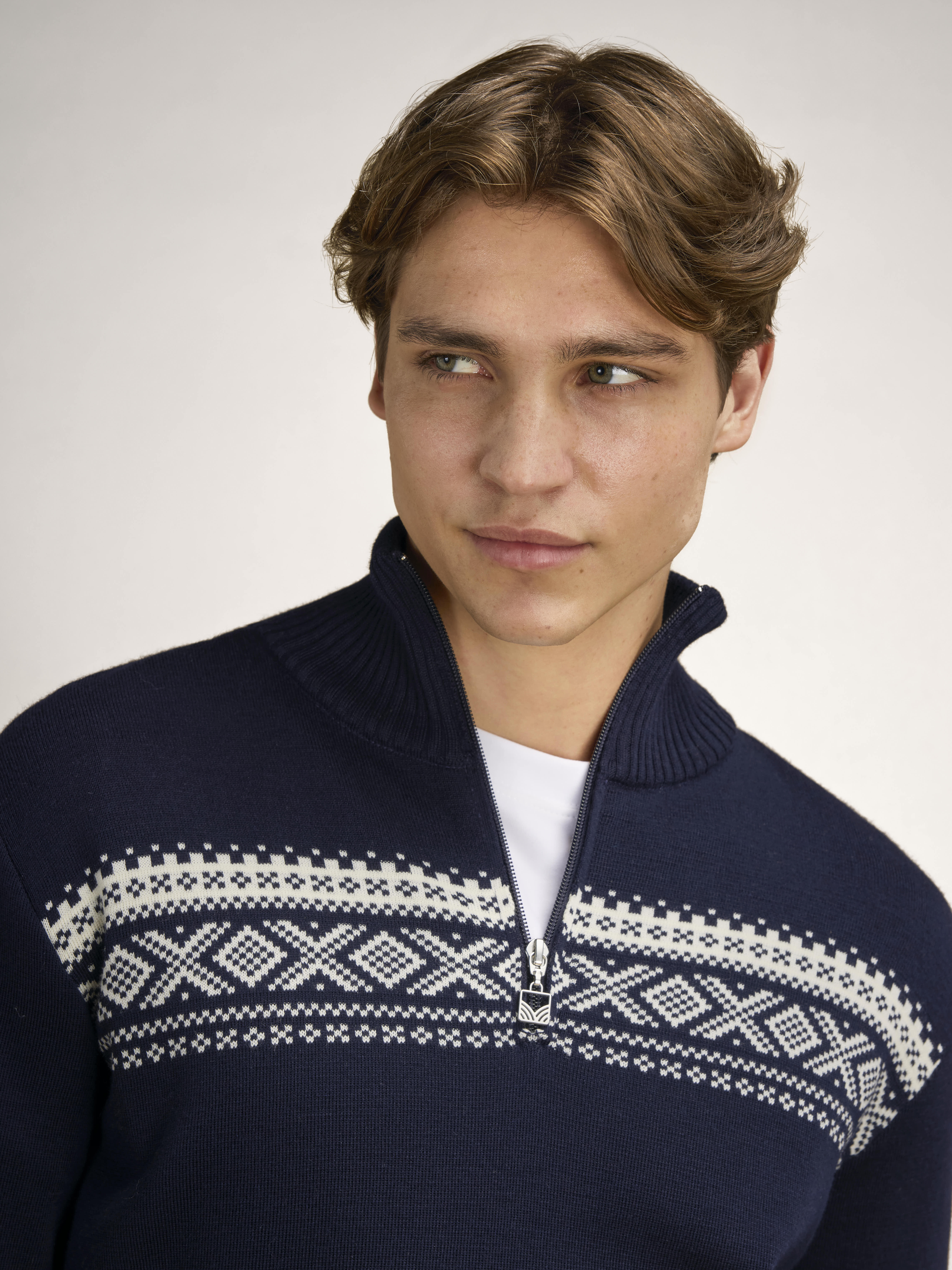 Dalestølen men’s merino wool sweater Navy Offwhite