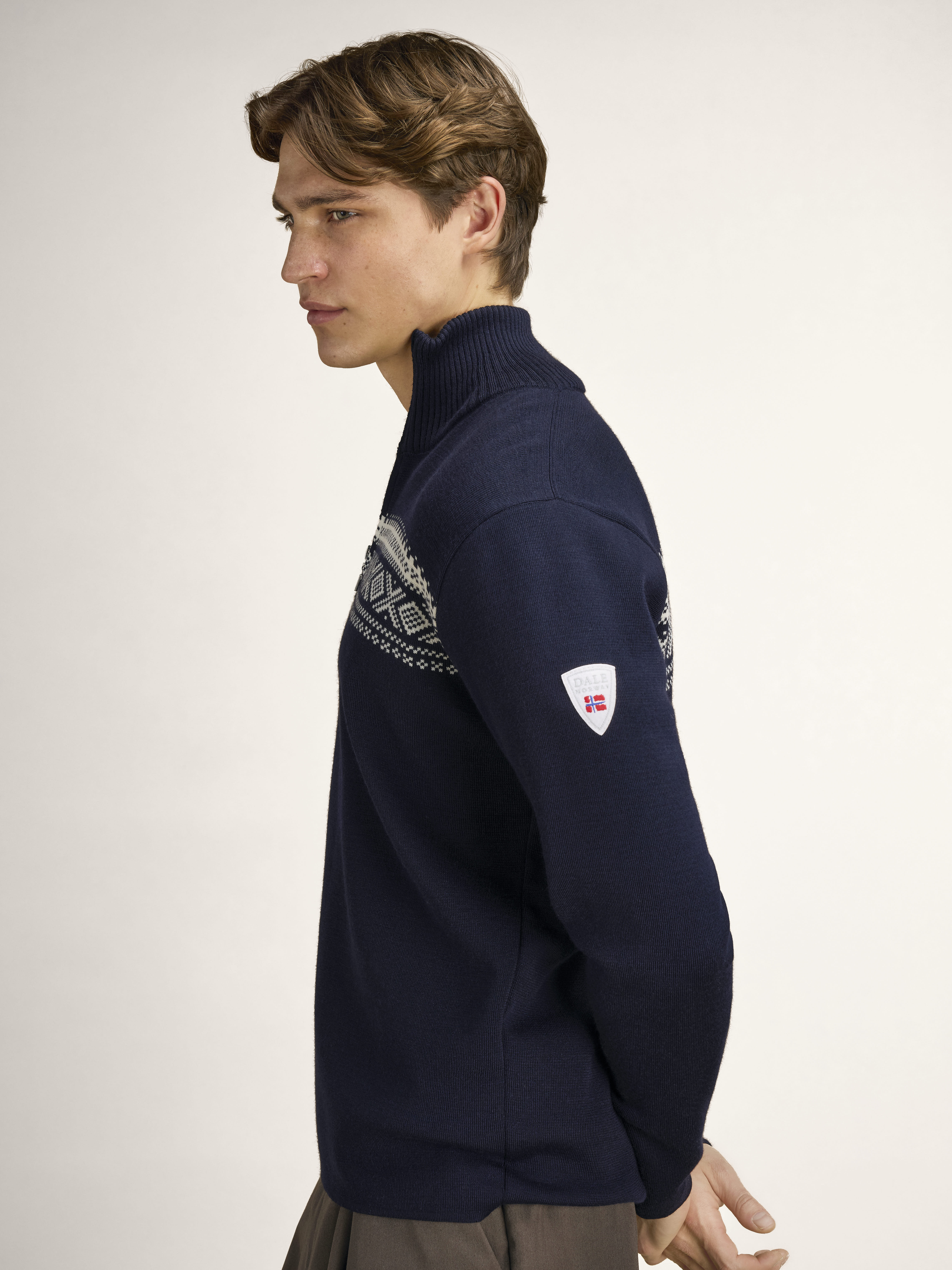 Dalestølen men’s merino wool sweater Navy Offwhite