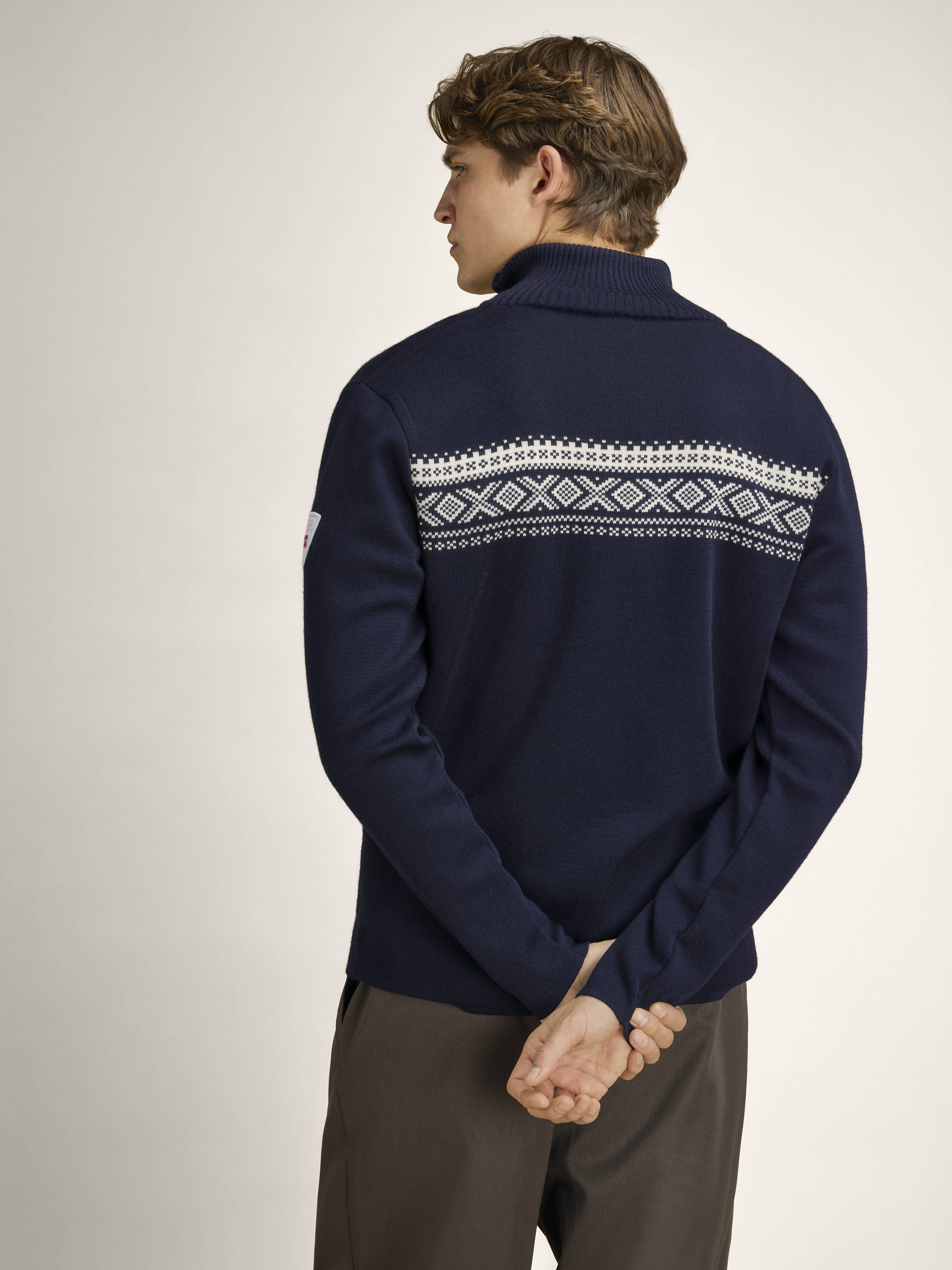 Dalestølen men’s merino wool sweater Navy Offwhite