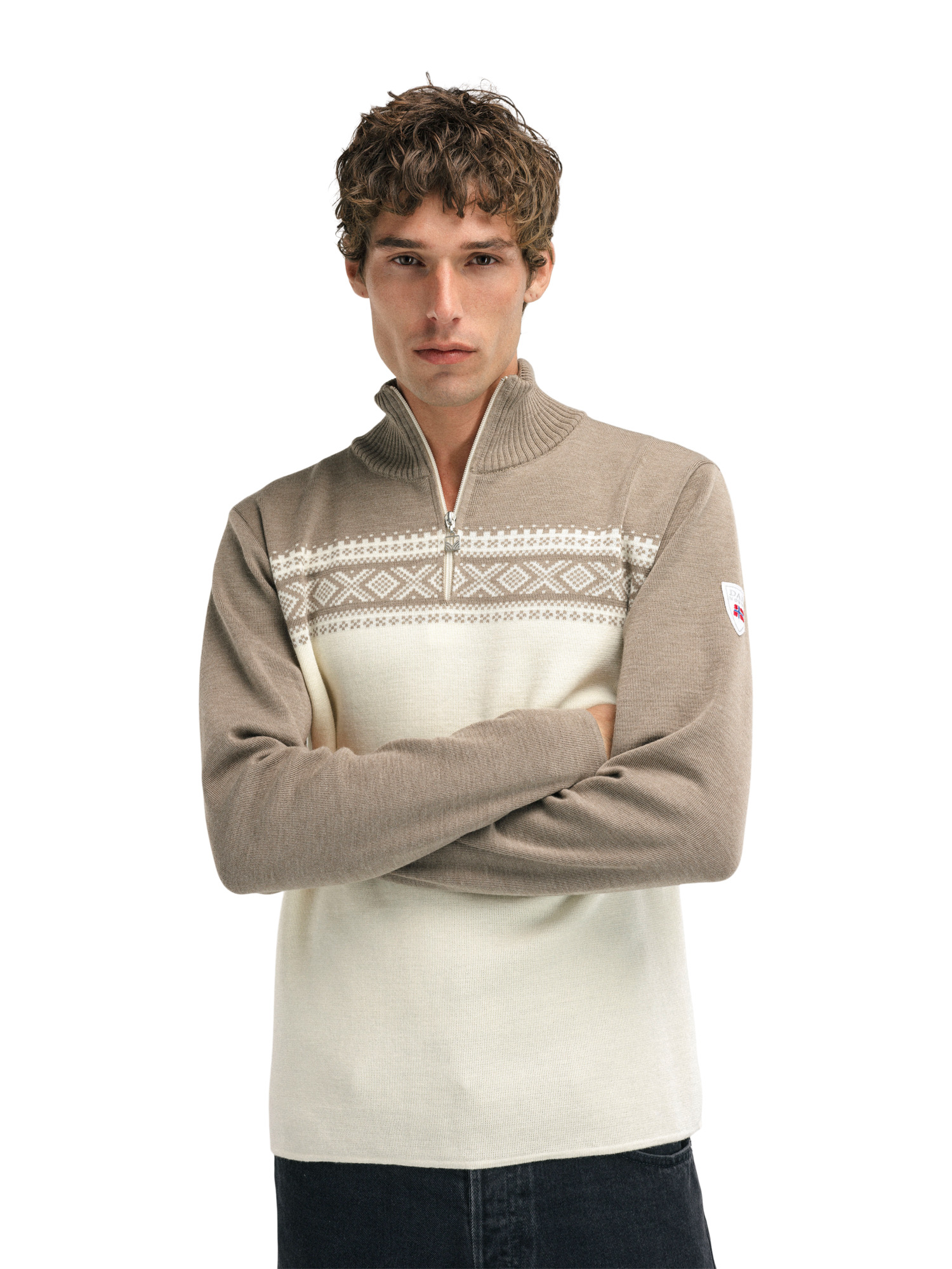 Dalestølen men’s merino wool sweater Mountainstone Offwhite