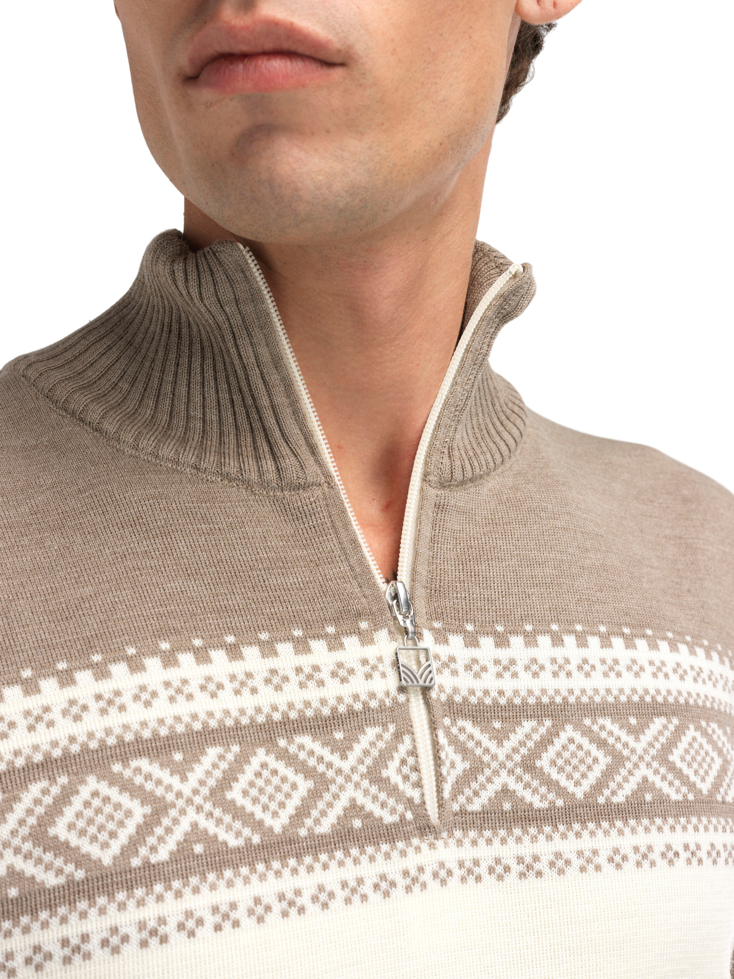 Dalestølen men’s merino wool sweater Mountainstone Offwhite