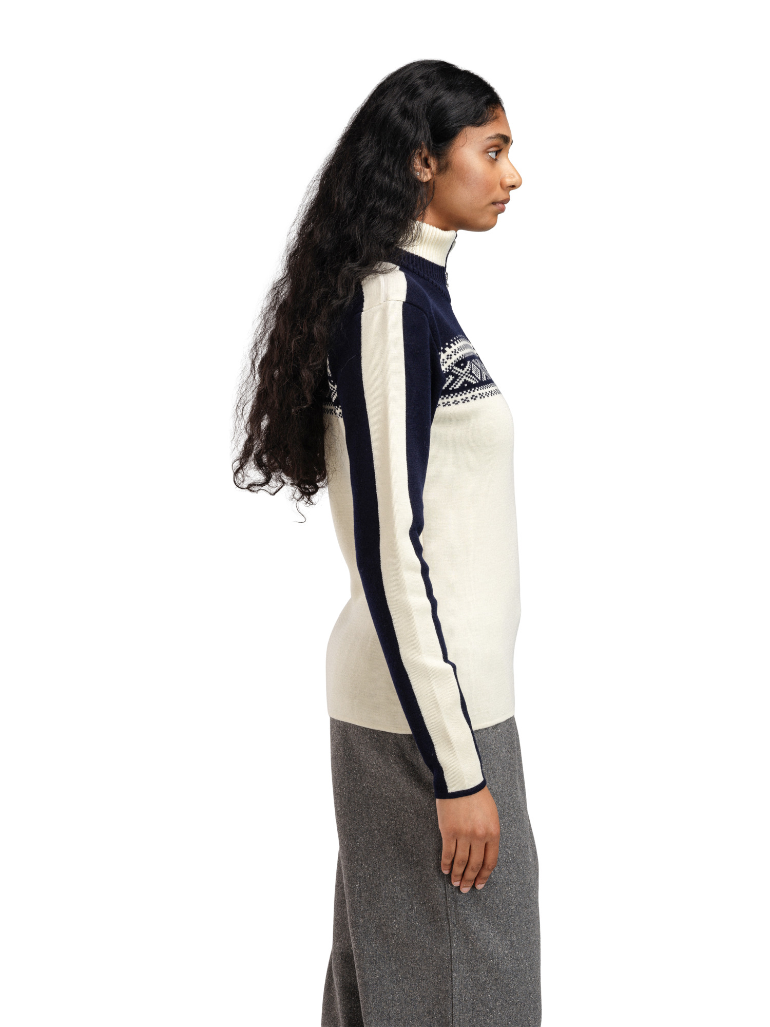 Dystingen women’s merino wool sweater Offwhite  Navy Offwhite