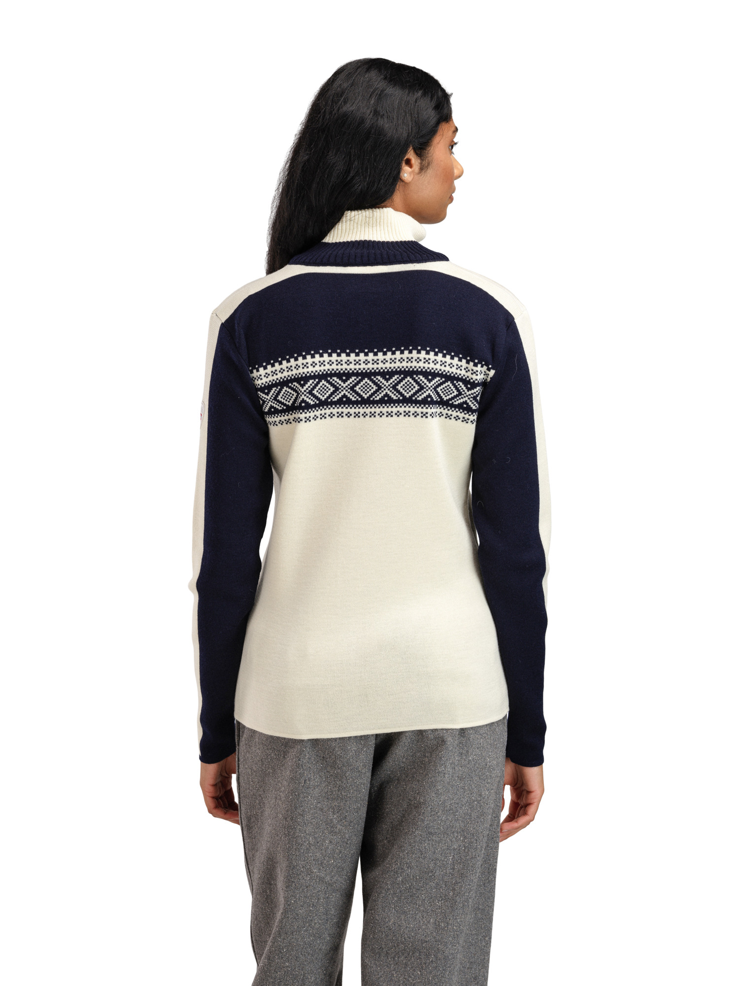 Dystingen women’s merino wool sweater Offwhite  Navy Offwhite