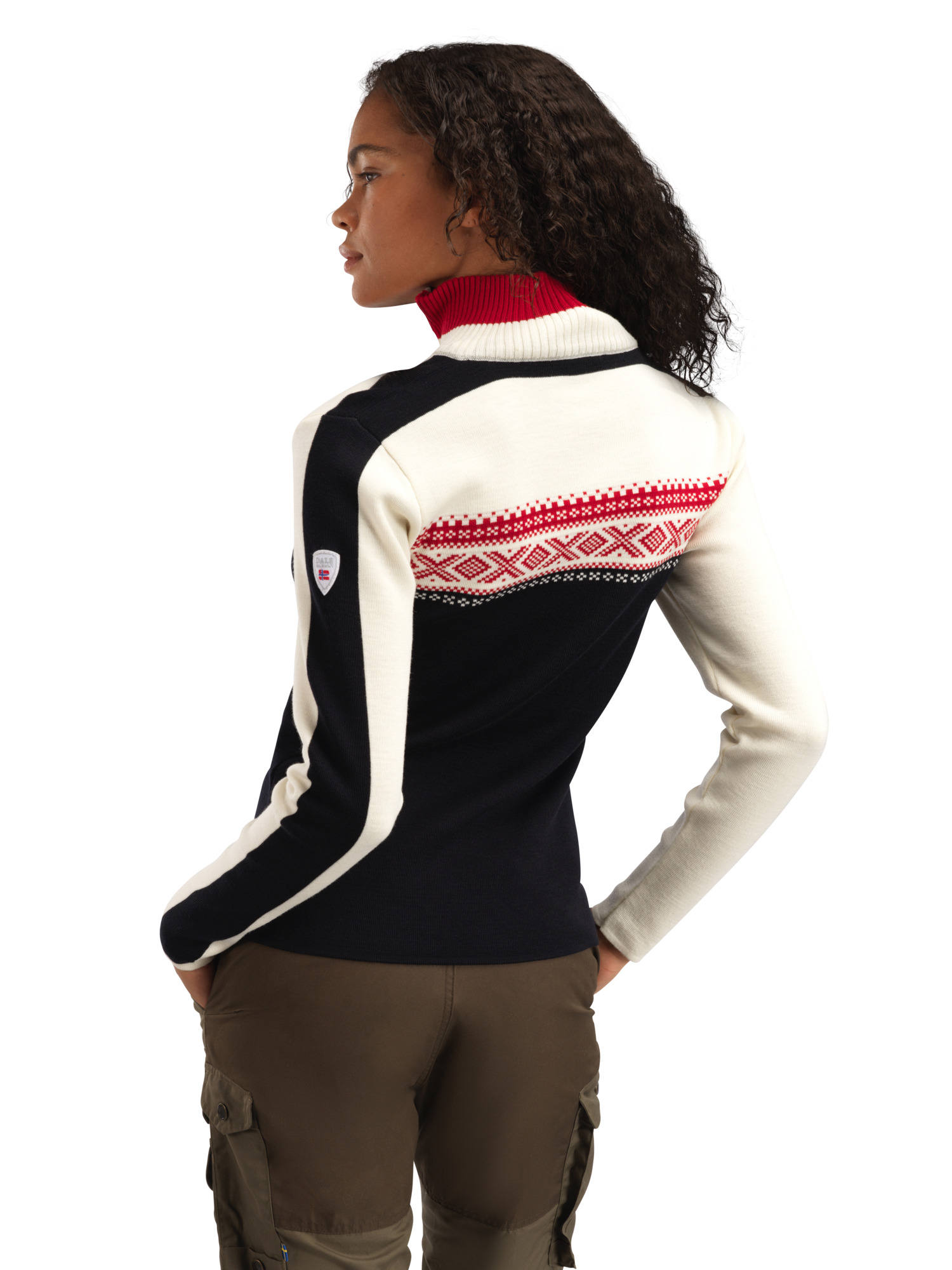 Dystingen women’s merino wool sweater Black Offwhite Raspberry