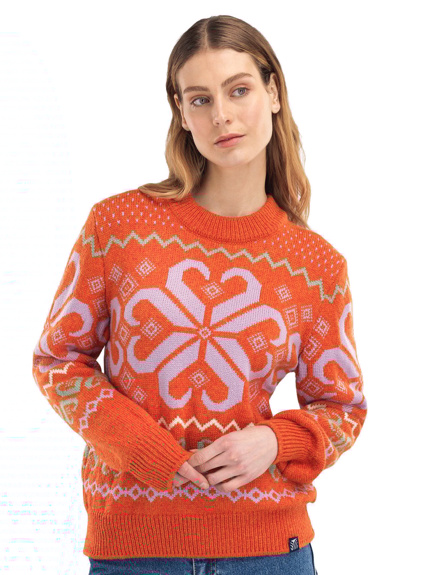 Orange sweater women hotsell