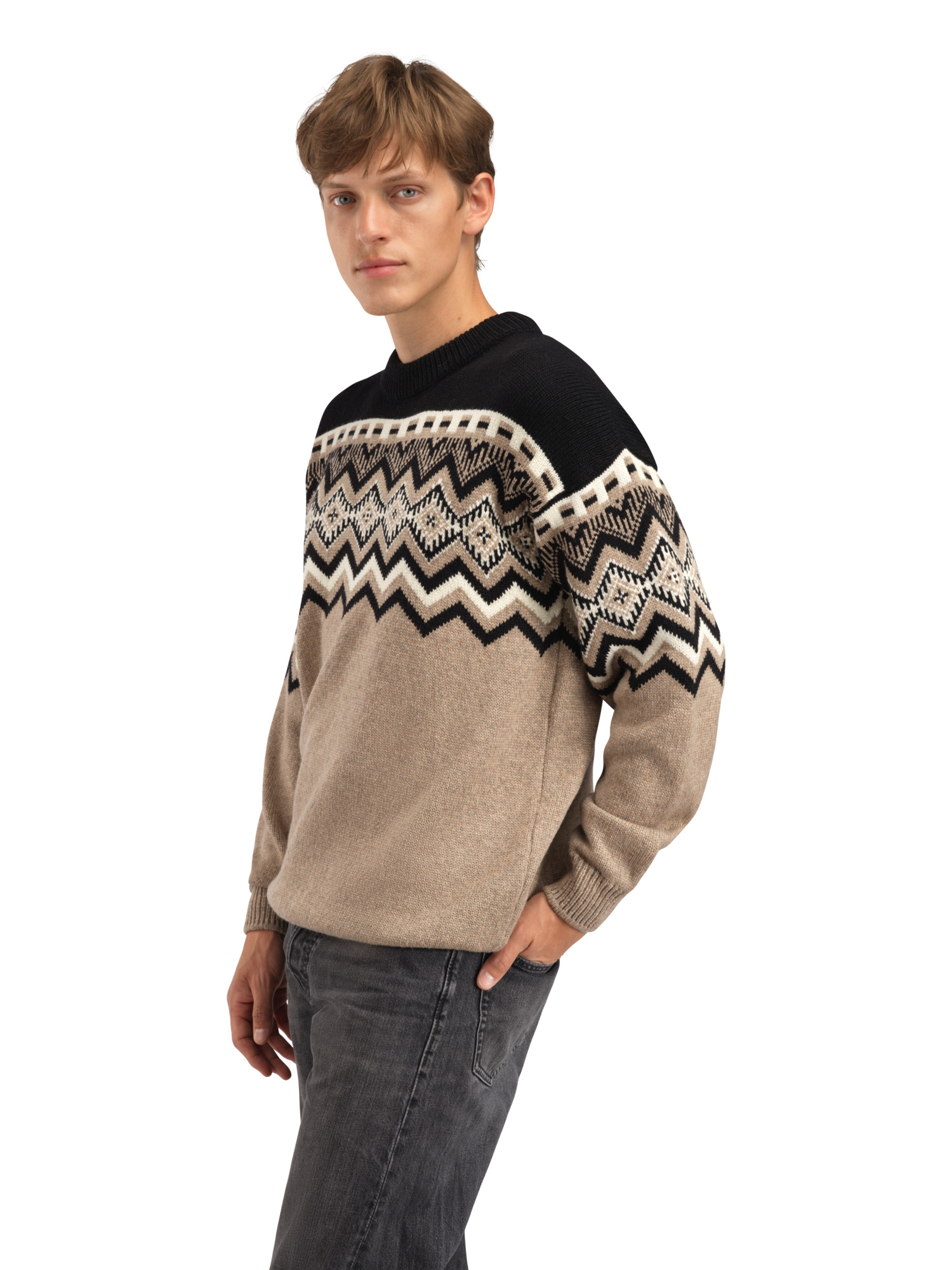 Randaberg men's sweater  Brown Black Offwhite