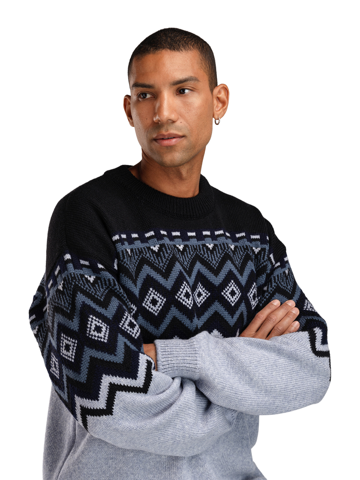 Randaberg men's sweater  Light Blue Mel. Black Steel